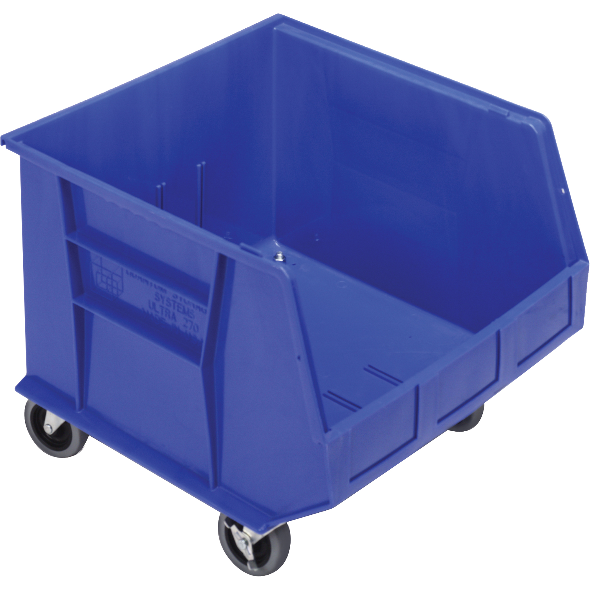 Bac mobile, 14" ha x 16-1/2" la x 18" p, Capacité de 75 lb, Bleu