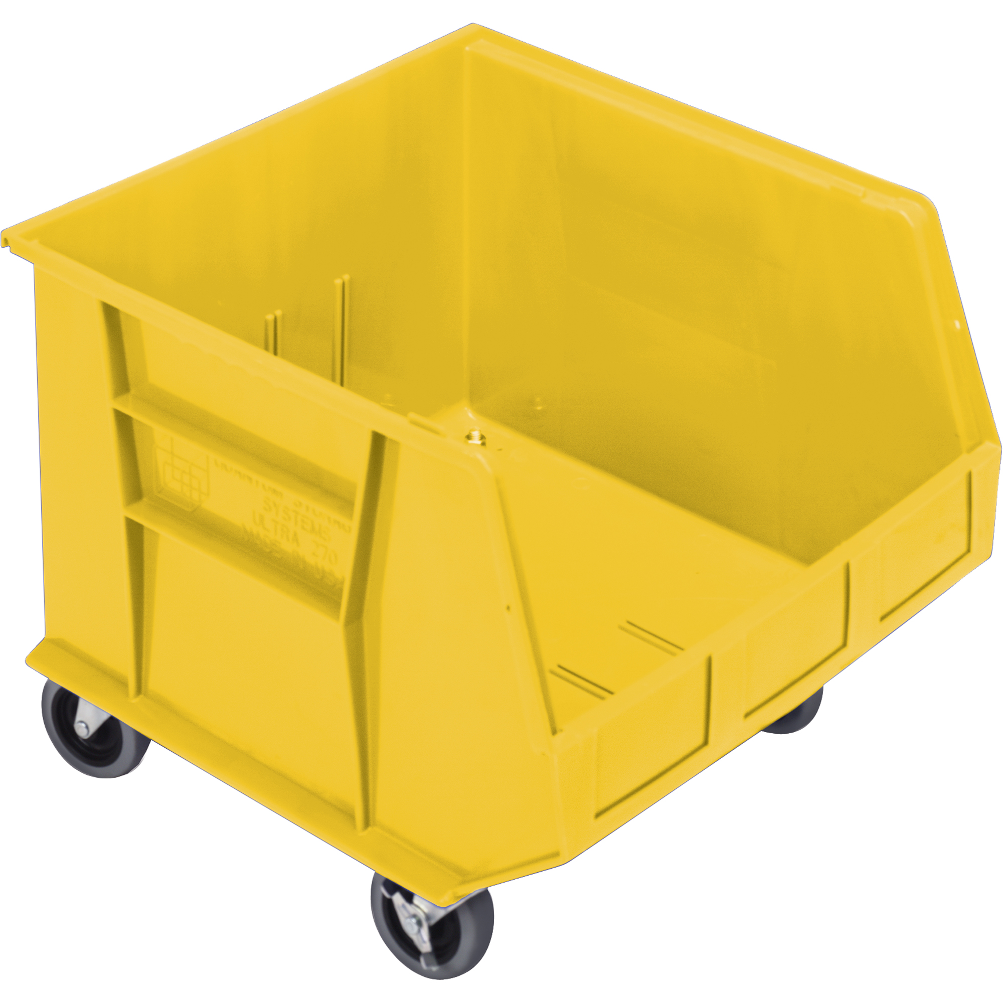Bac mobile, 14" ha x 16-1/2" la x 18" p, Capacité de 75 lb, Jaune