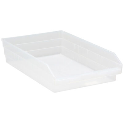 Bacs de rangement pour tablettes, 11-1/8" la x 4" H x 17-7/8" p, Transparent, Capacité 40 lb