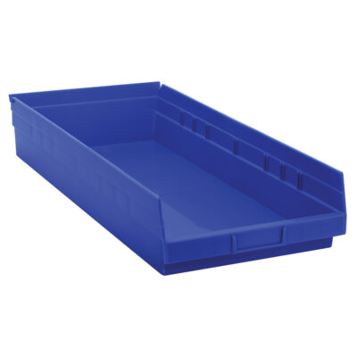 Bacs de rangement pour tablettes, 11-1/8" la x 4" H x 23-5/8" p, Bleu, Capacité 50 lb