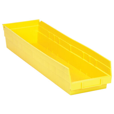 Bacs de rangement pour tablettes, 6-5/8" la x 4" H x 23-5/8" p, Jaune, Capacité 50 lb