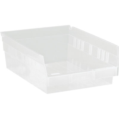 Bacs de rangement pour tablettes, 8-3/8" la x 4" H x 11-5/8" p, Transparent, Capacité 30 lb