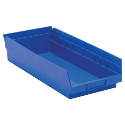 Bacs de rangement pour tablettes, 8-3/8" la x 4" H x 17-7/8" p, Bleu, Capacité 40 lb