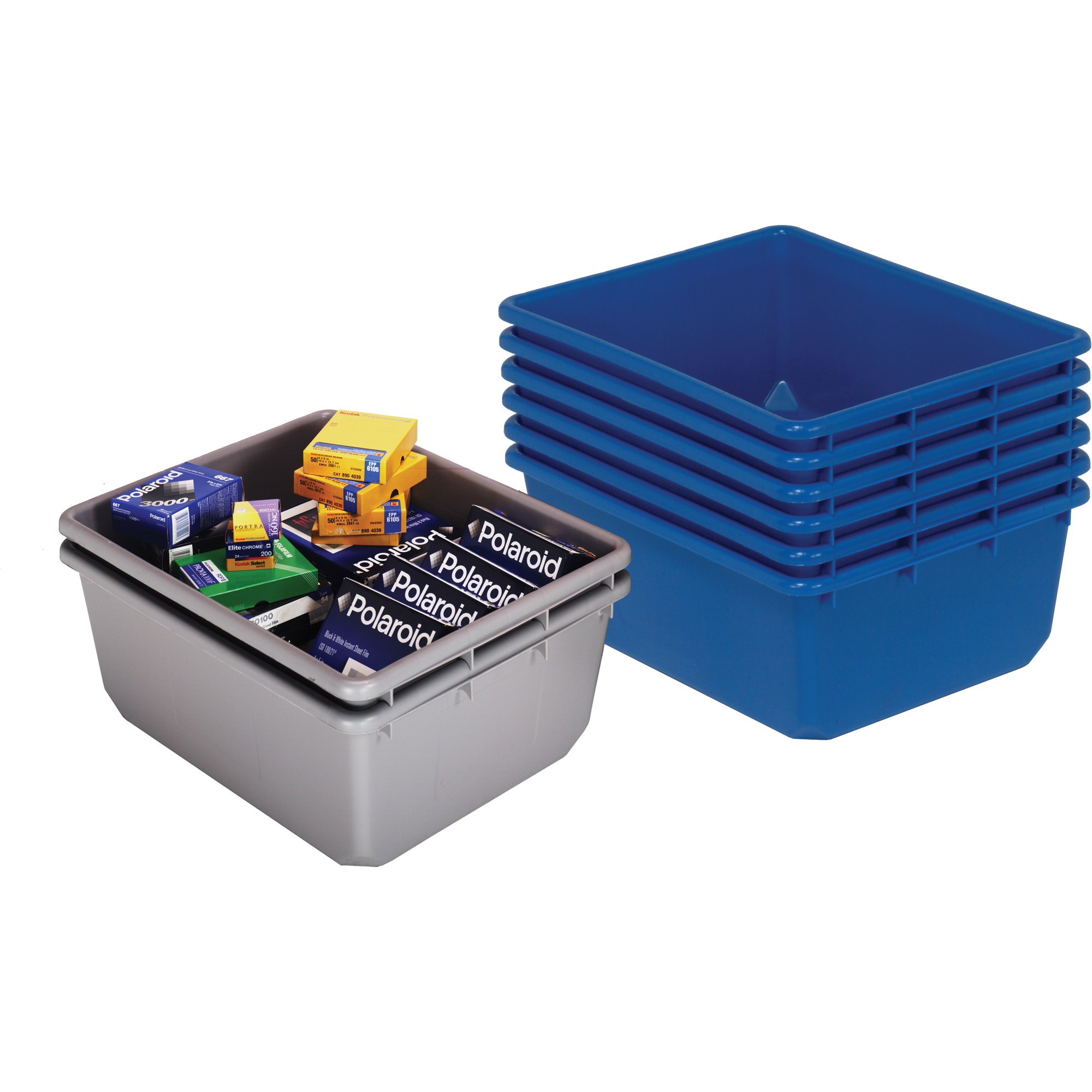 Bacs empilables en croisé, 11" la x 17,25" p x 12" h, Bleu – Image 2