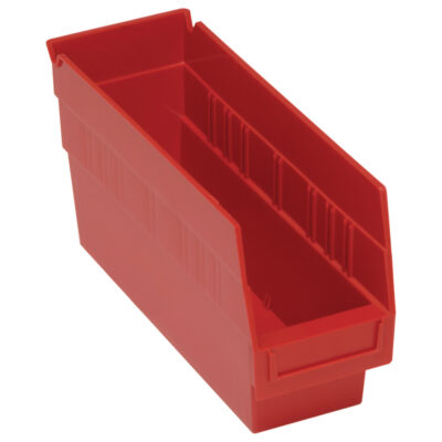 Bacs en plastique pour étagères Store MoreMC, 4-1/8" la x 6" H x 11-5/8" p, Rouge, Capacité 50 lb