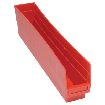Bacs en plastique pour étagères Store MoreMC, 4-1/8" la x 6" H x 23-5/8" p, Rouge, Capacité 90 lb