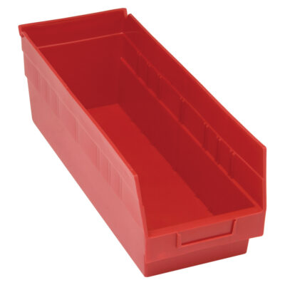 Bacs en plastique pour étagères Store MoreMC, 6-5/8" la x 6" H x 17-7/8" p, Rouge, Capacité 70 lb