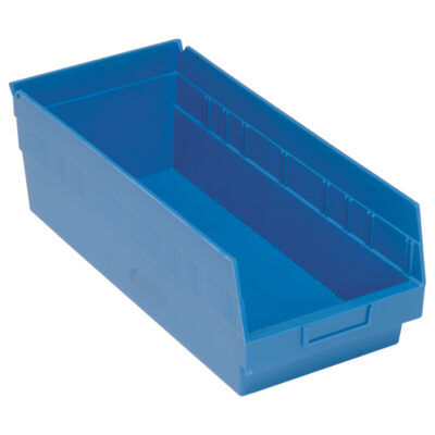 Bacs en plastique pour étagères Store MoreMC, 8-3/8" la x 6" H x 17-7/8" p, Bleu, Capacité 70 lb