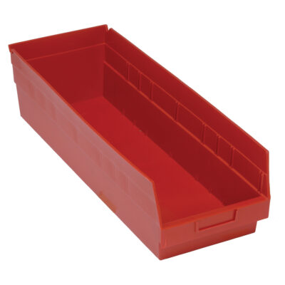 Bacs en plastique pour étagères Store MoreMC, 8-3/8" la x 6" H x 23-5/8" p, Rouge, Capacité 90 lb