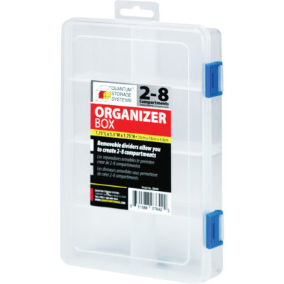 Boîte à compartiments en plastique, 5,5" la x 7,75" p x 1,75" h, 8 compartiments
