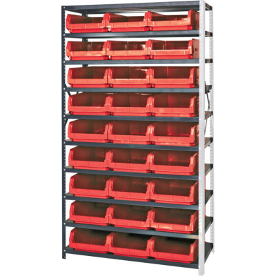 Élément de rayonnage avec bacs empilables, Acier, Bac Magnum, Capacité 650 lb, 42" la x 76" h