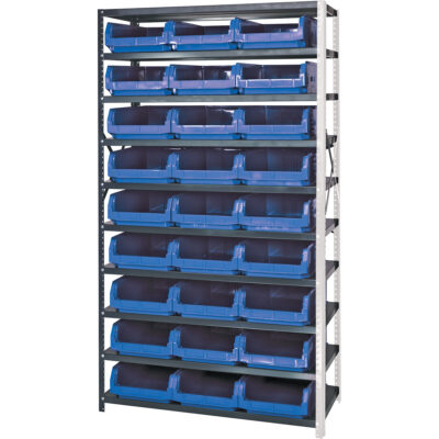 Élément de rayonnage avec bacs empilables, Acier, Bac Magnum, Capacité 650 lb, 42" la x 76" h