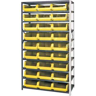 Élément de rayonnage avec bacs empilables, Acier, Bac Magnum, Capacité 650 lb, 42" la x 76" h