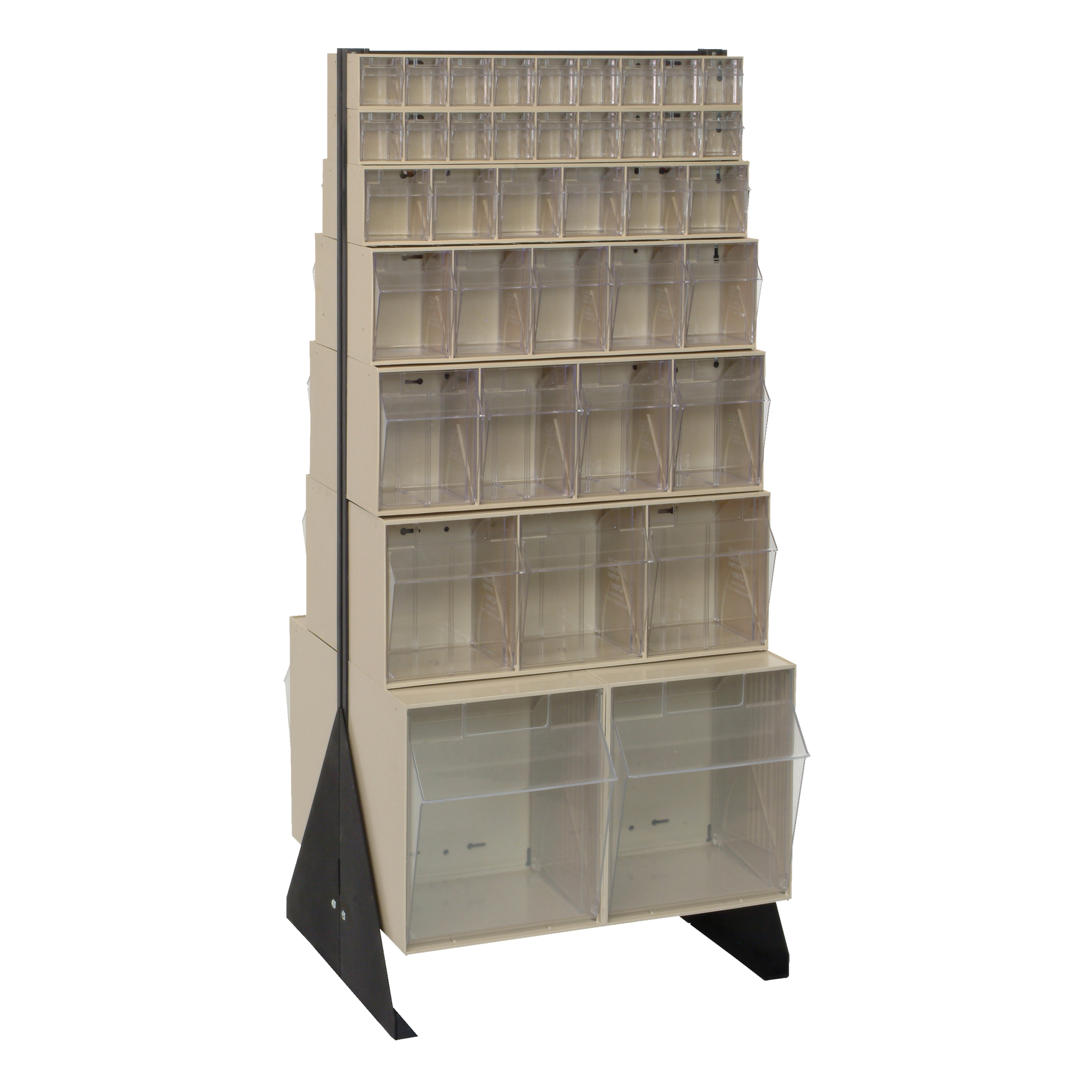 Support pour bacs basculants, 23-5/8" la x 16" p x 52" h, 76 tiroirs