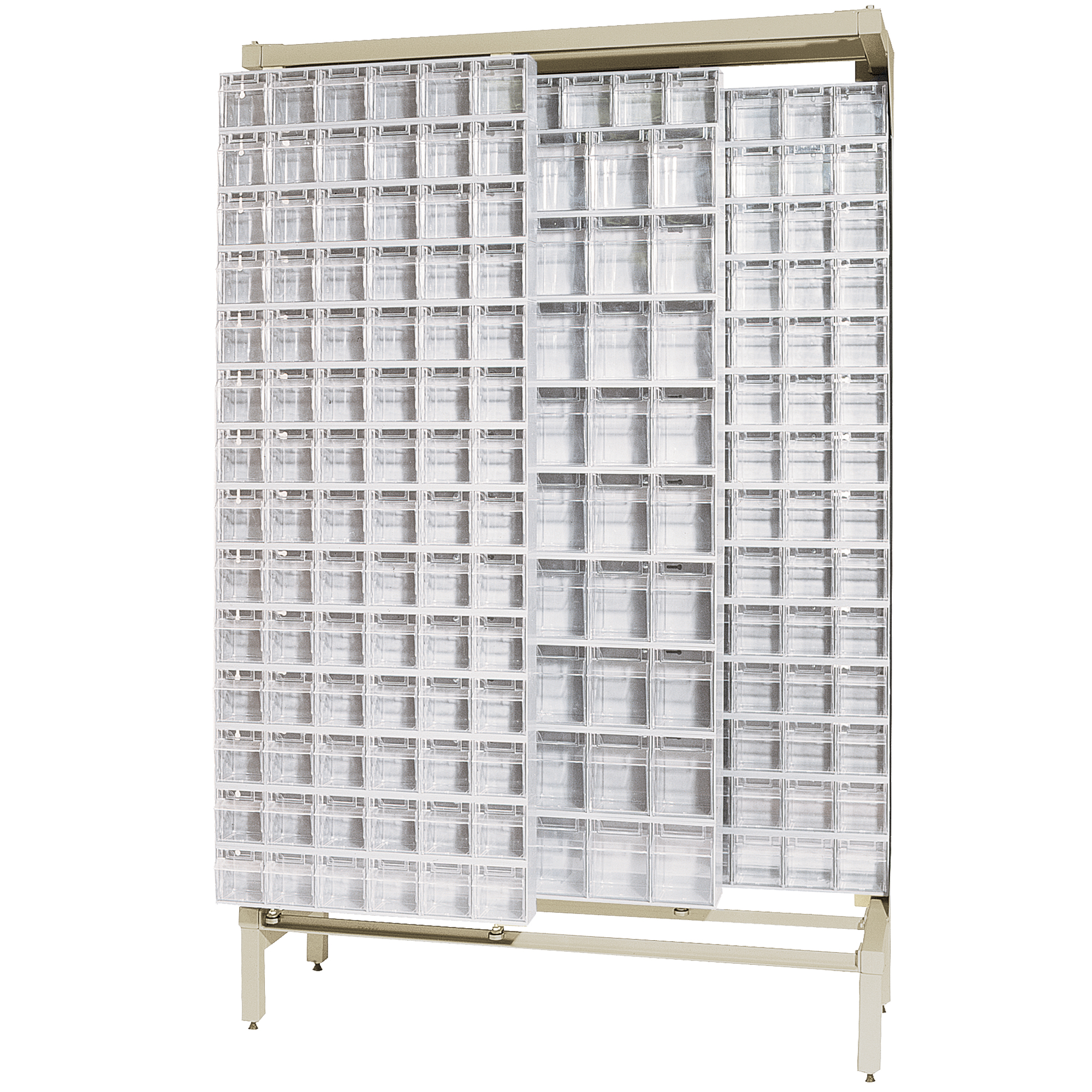 Système de stockage à glissière à bacs basculants autonome, 48" la x 18" p x 77" h, 303 tiroirs
