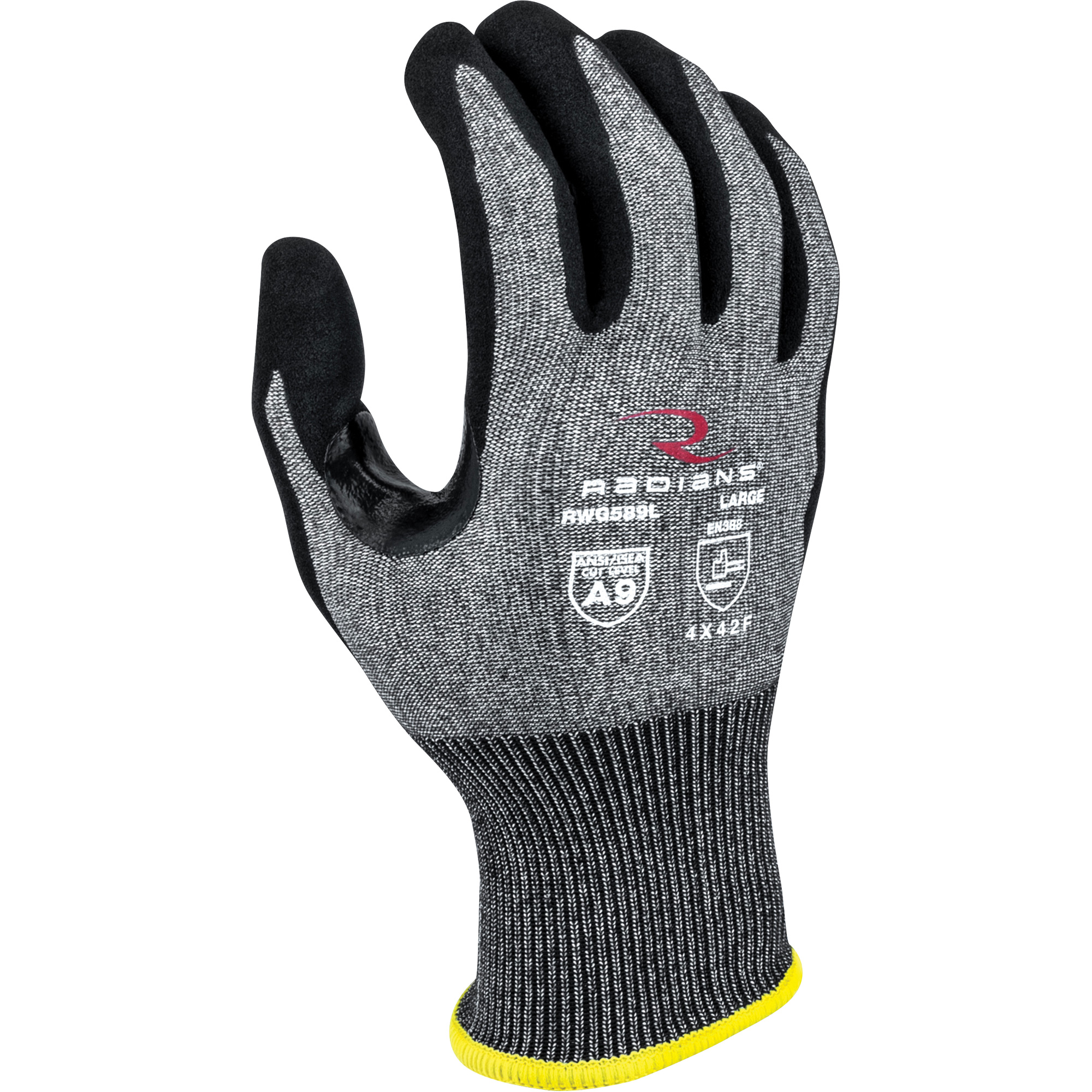 Gants enduits résistants à la coupe RWG589, Taille 2T-Grand, Calibre 18, Revêtement Mousse de nitrile, Enveloppe en PEHP, ASTM ANSI niveau A9/EN 388 niveau F
