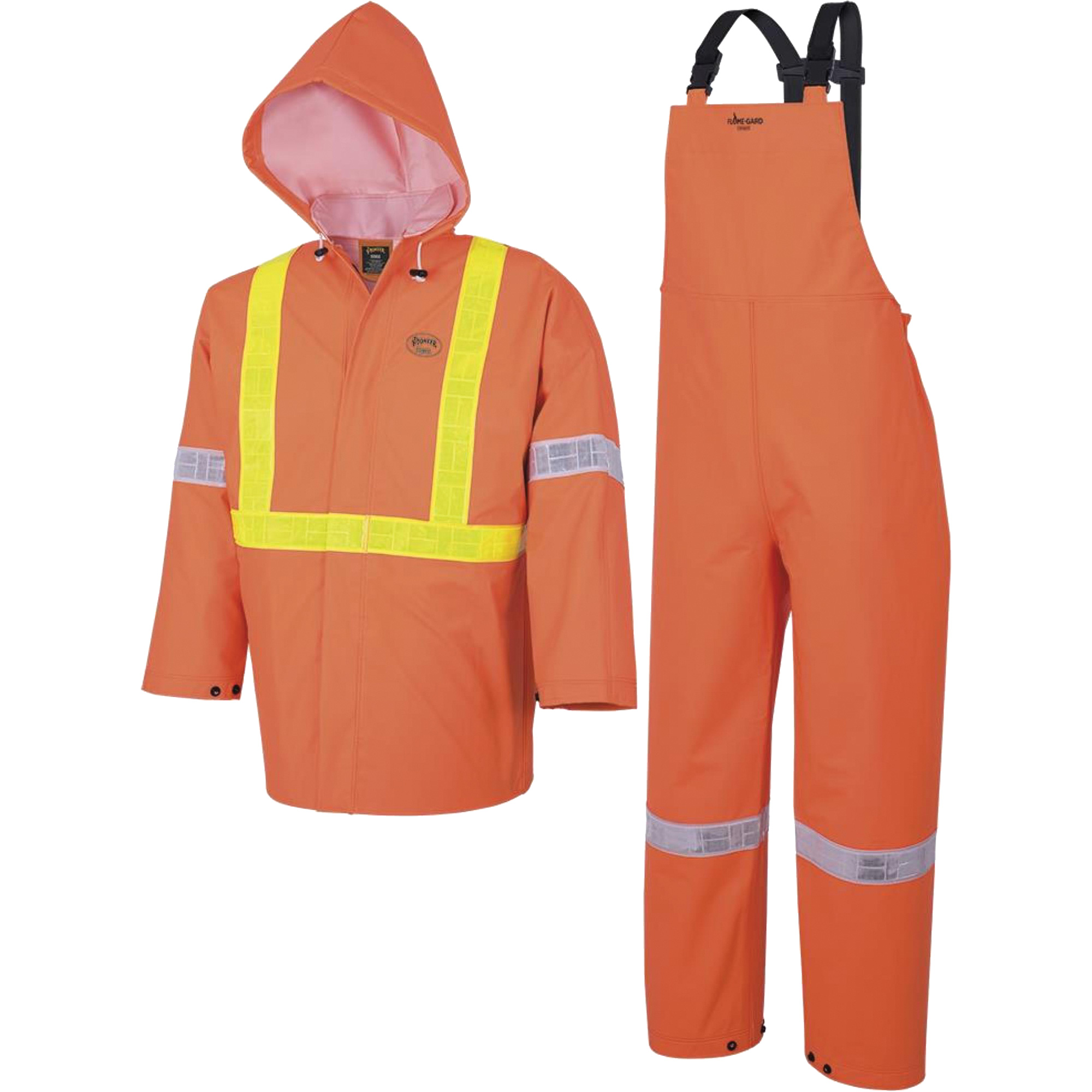 R85 Ensemble imperméable de sécurité 3 pièces ignifuge Element FRMC, PVC, 2T-Grand, Orange haute visibilité
