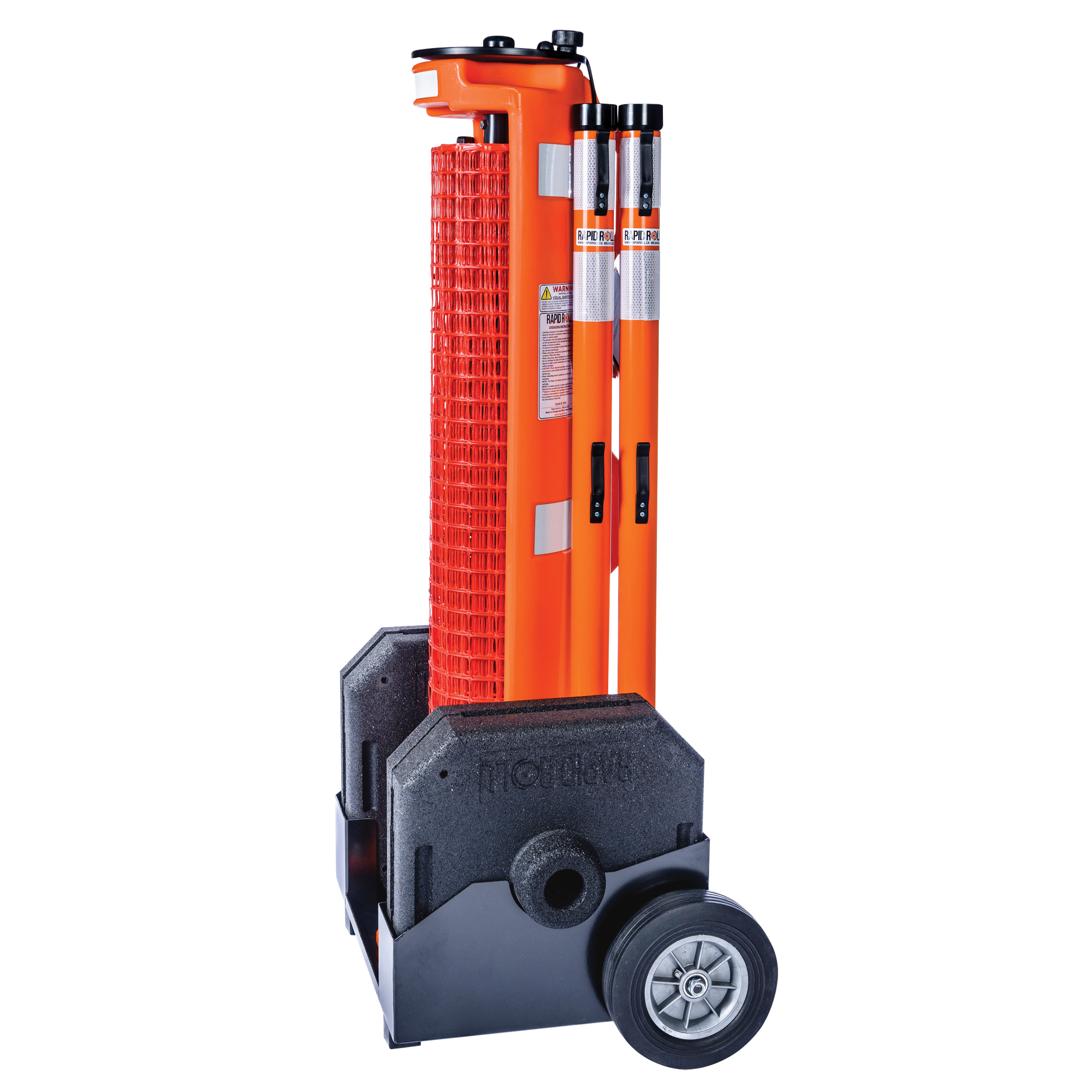 Barrière avec roues , 50' lo, Plastique, Orange