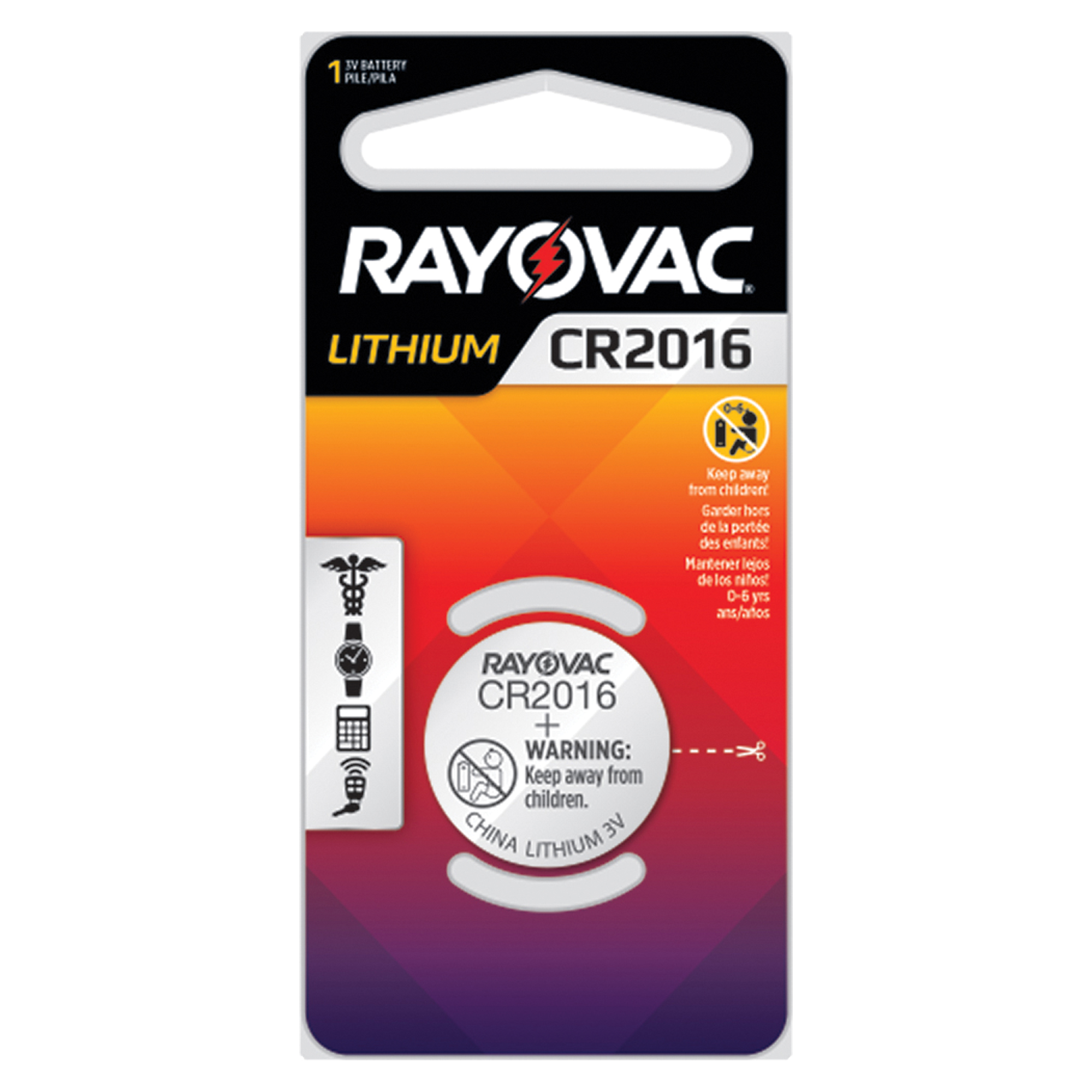 Pile bouton au lithium CR2016, 3 V