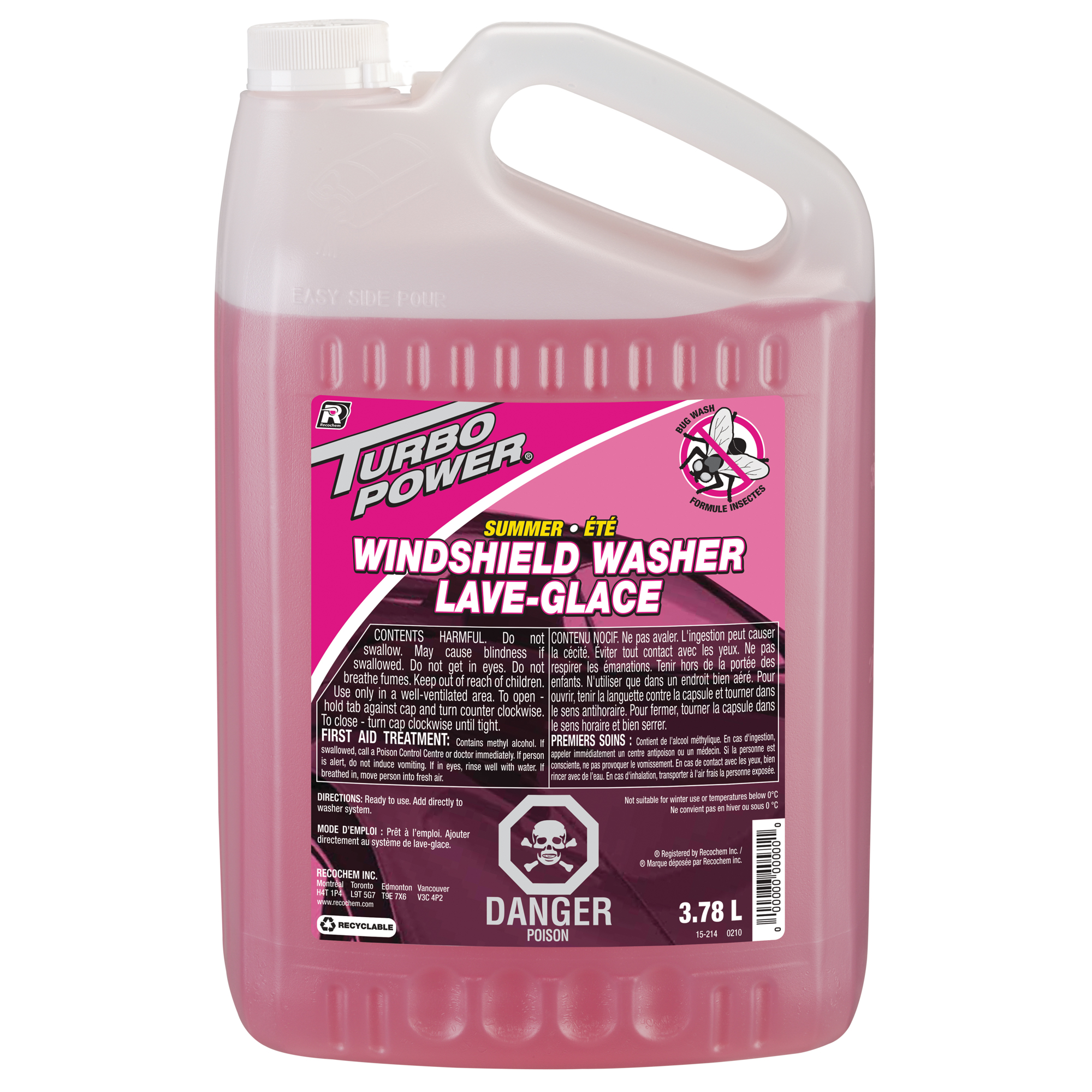 Liquide lave-glace d'été Turbo PowerMD avec nettoyant pour taches d'insectes, Cruche, 3,78 L