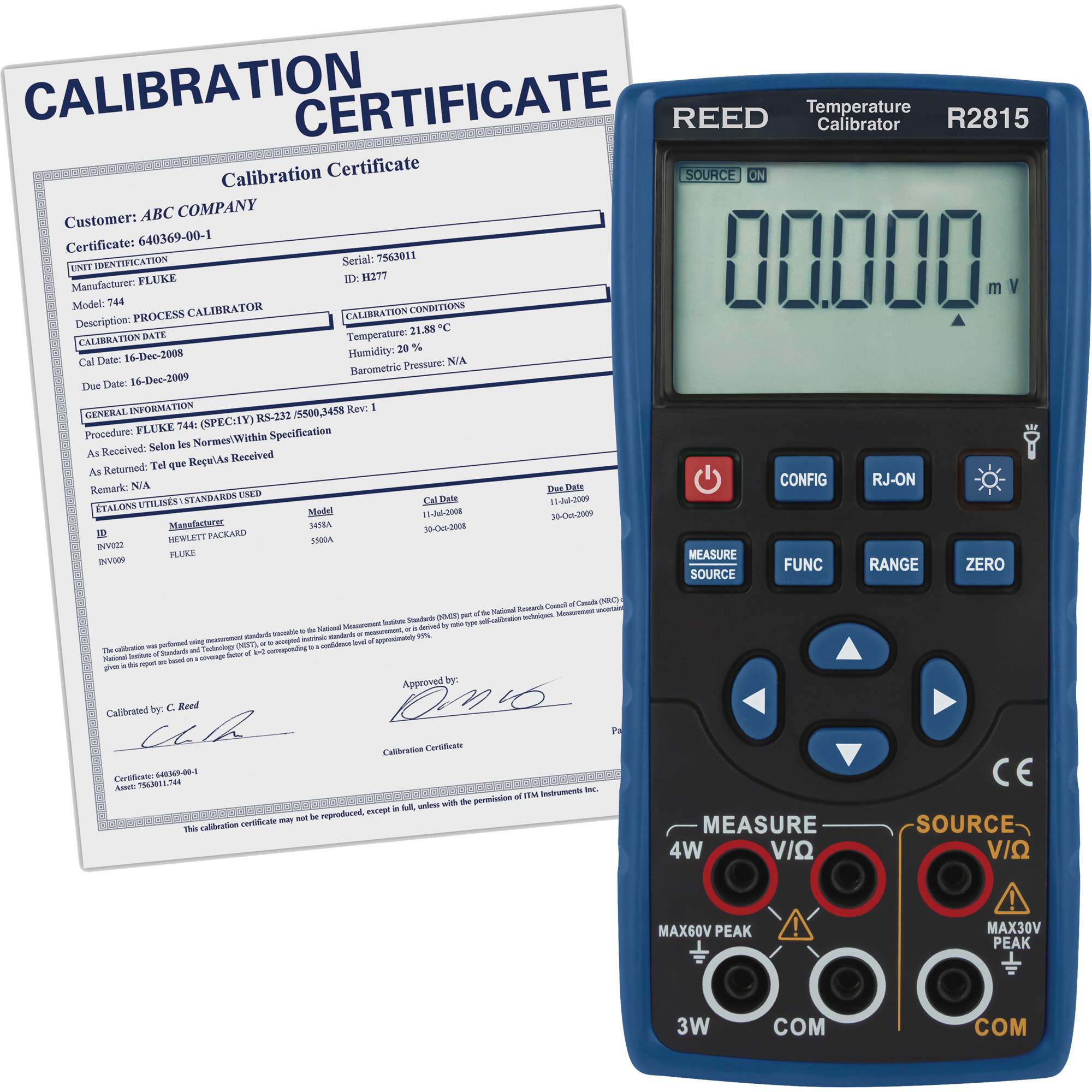 Étalonneur de température avec certificat de traçabilité