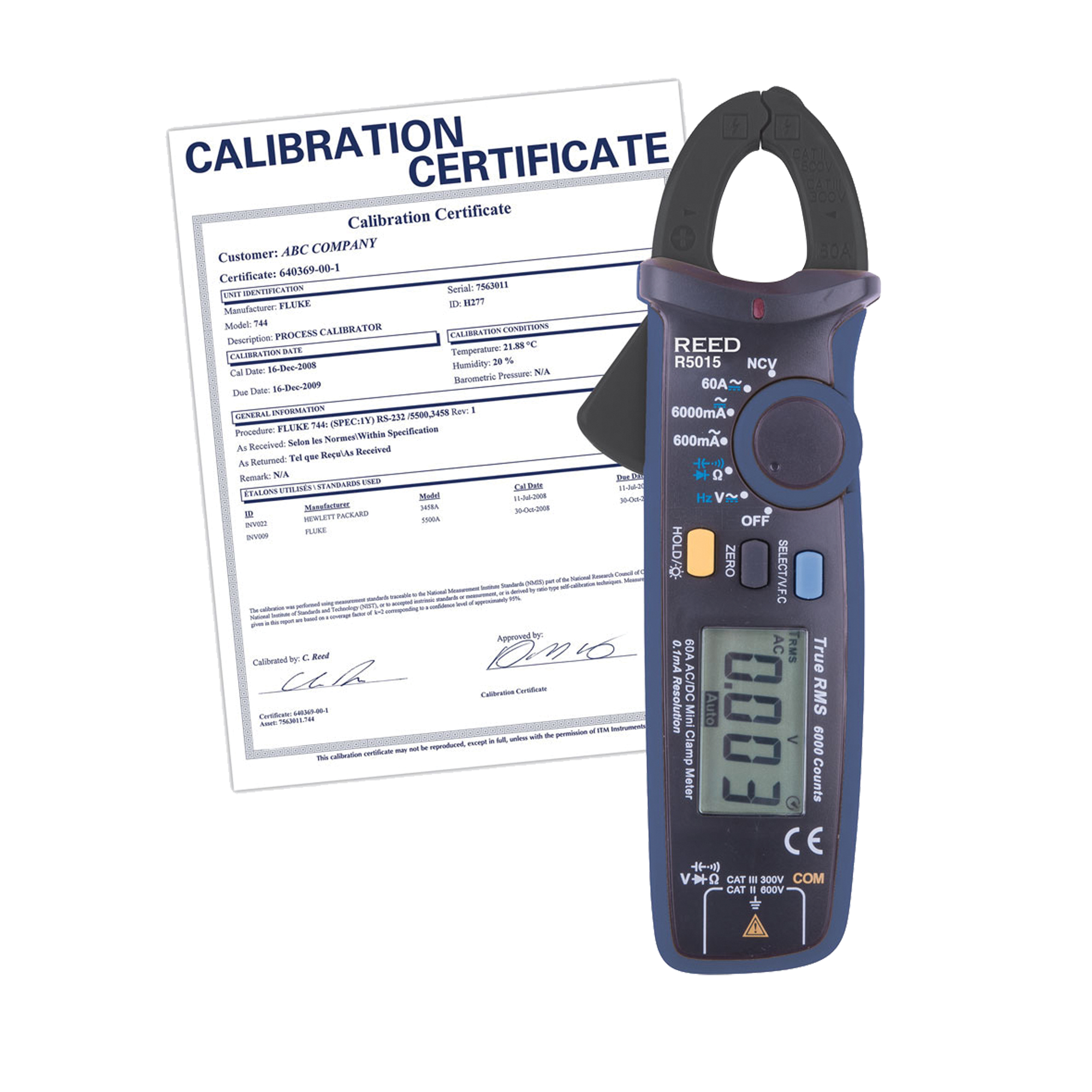Pince ampèremétrique v.e.v. mA (comprend certificat ISO), Tension c.a./c.c., Courant c.a./c.c.