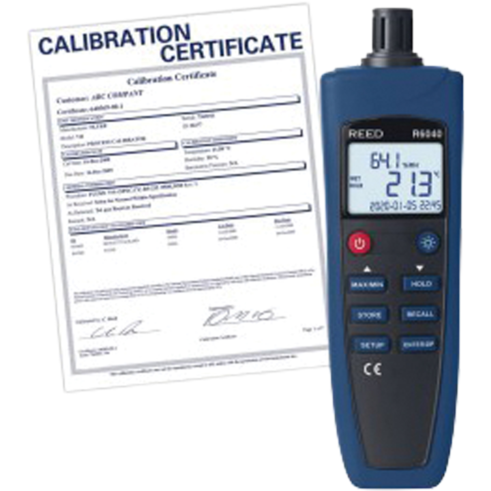 Psychromètre/Thermohygromètre avec certification traçable, 0% - 99,9% HR, -4°- 158° F ( -20° - 70° C )