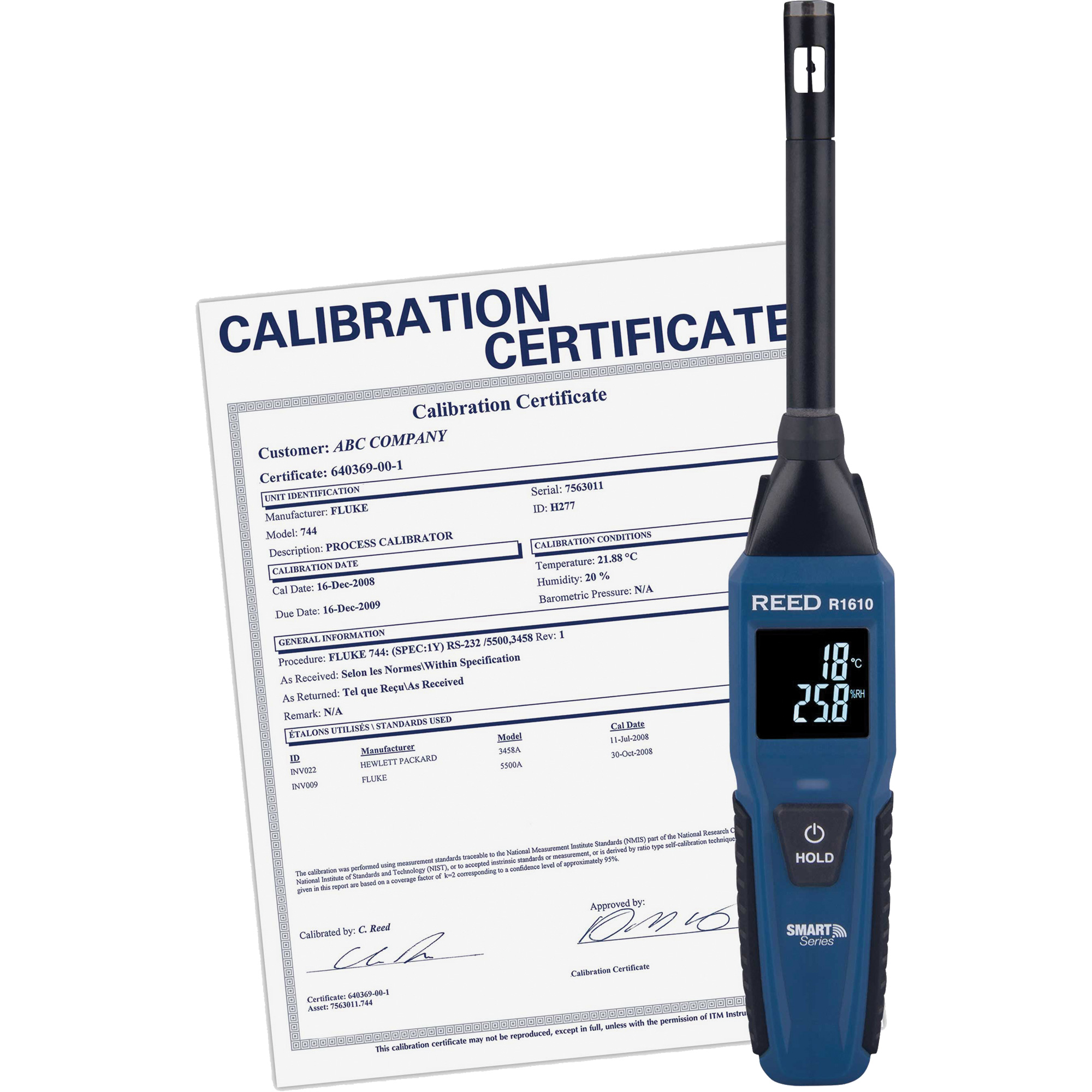 Thermo-hygromètre Bluetooth Smart Series avec certificat ISO, 0,0% - 100% RH, -4°- 140° F (-20° - 60° C)
