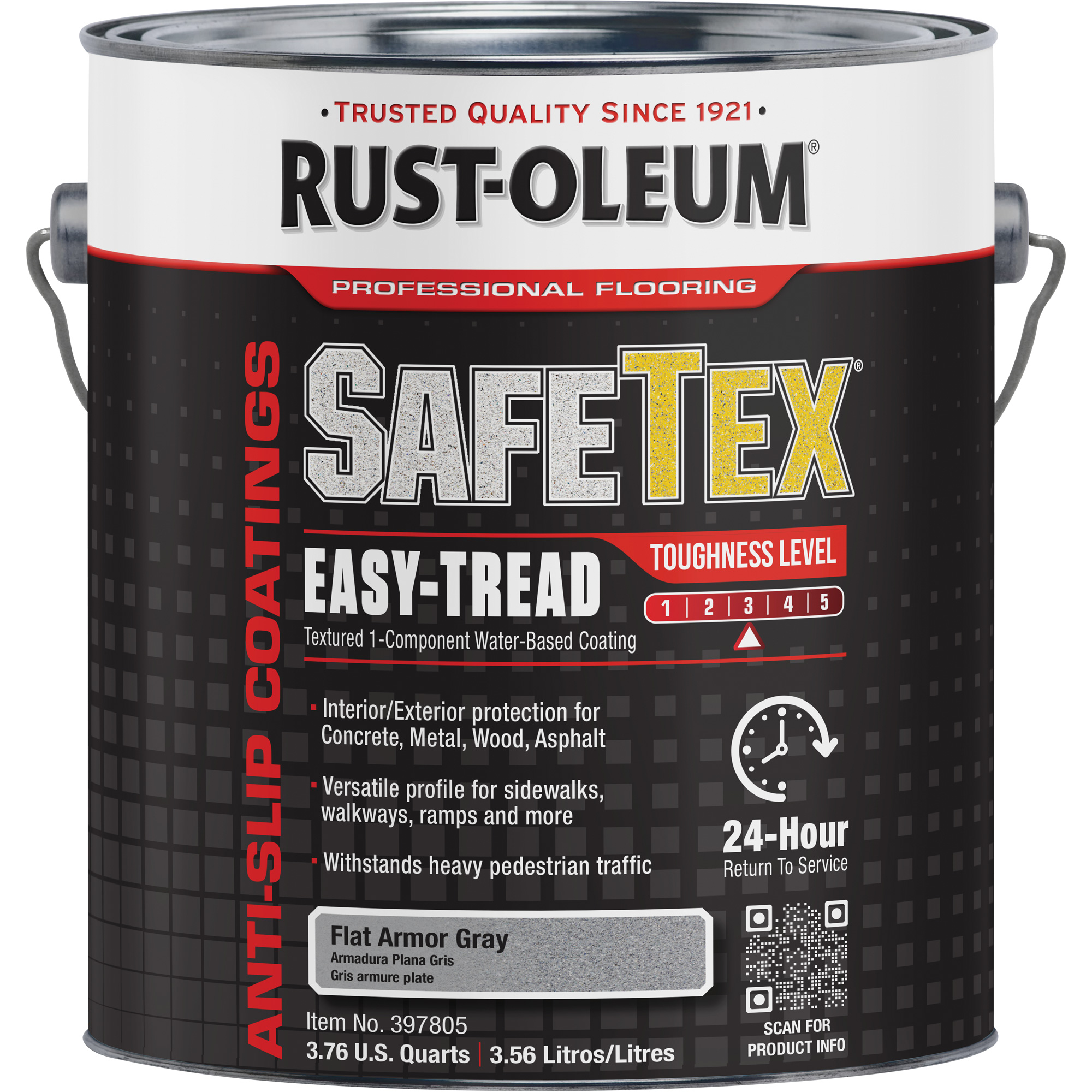 Revêtement d'acrylique SafeTexMD Easy-Tread, 1 gal., À l'eau, Plat/Texturé, Gris