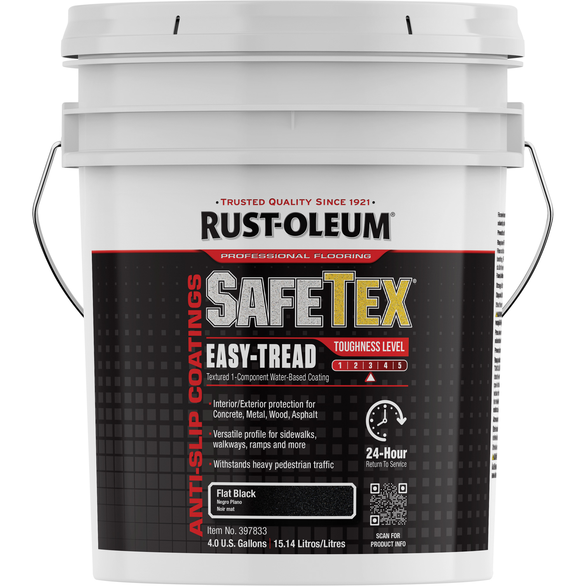 Revêtement d'acrylique SafeTexMD Easy-Tread, 4 gal., À l'eau, Plat/Texturé, Noir