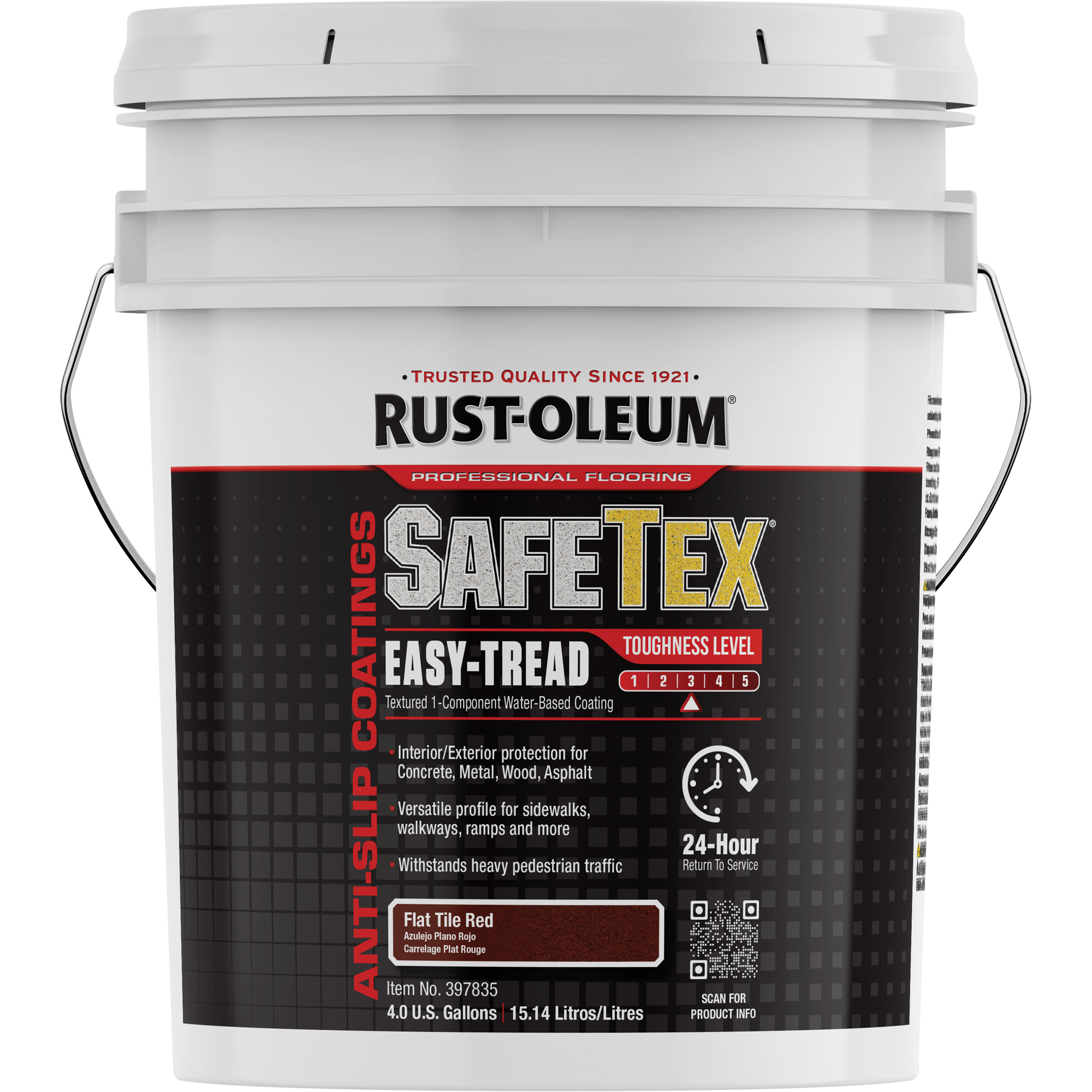 Revêtement d'acrylique SafeTexMD Easy-Tread, 4 gal., À l'eau, Plat/Texturé, Rouge