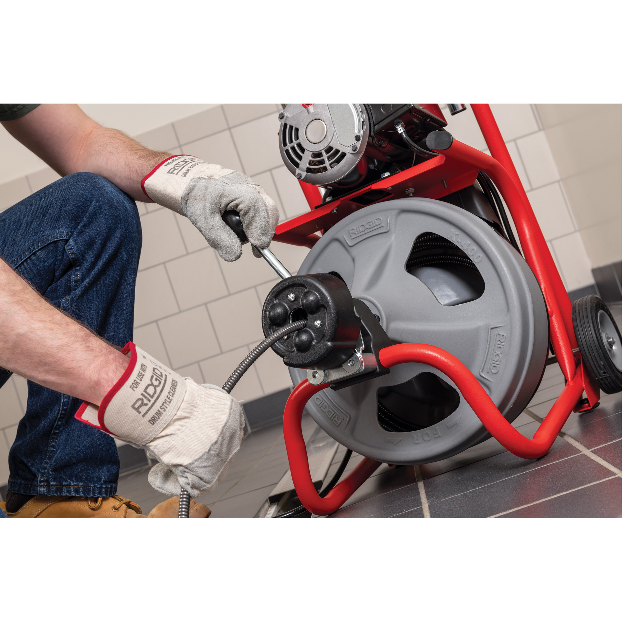 Dégorgeoir auto-alimenté K-400 a/câble C-45IW, Électrique, 1/2" x 75' et 3/8" x 100' – Image 2