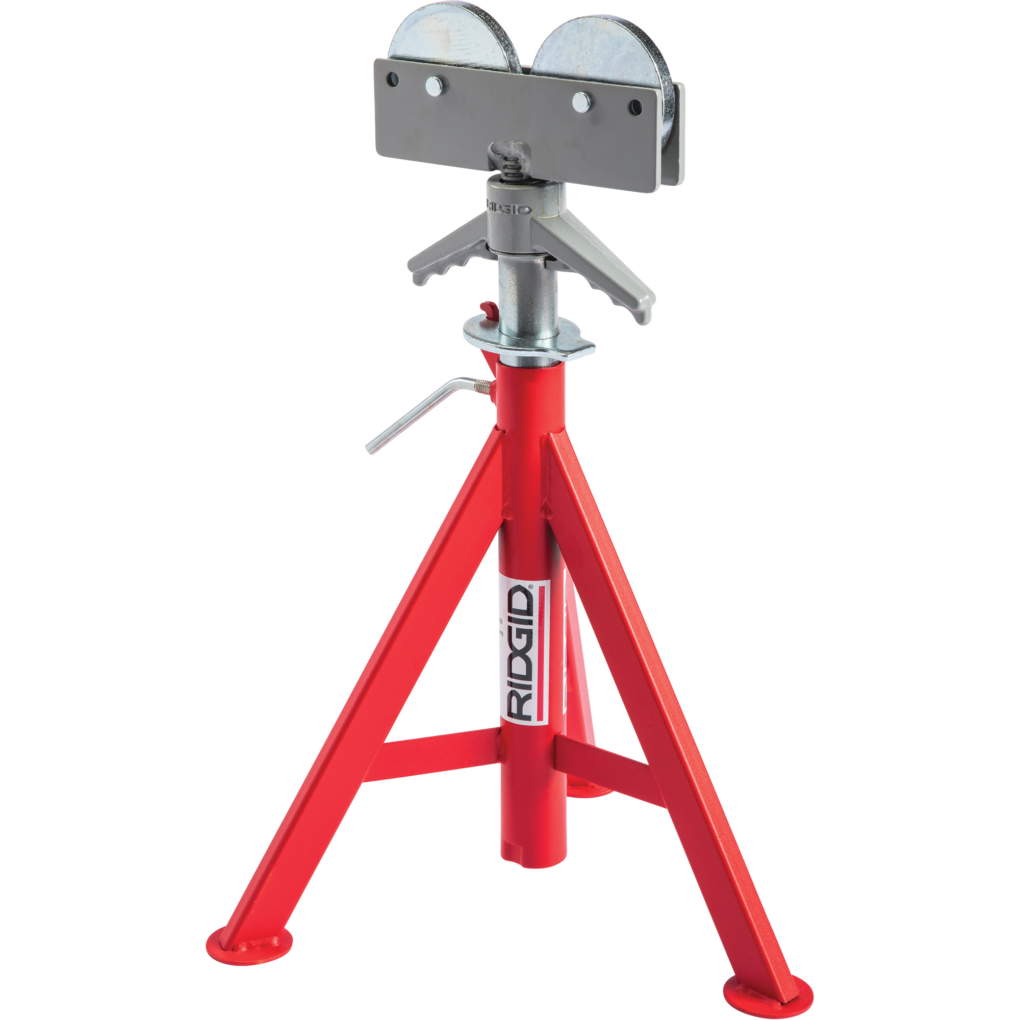 Support de tuyau pour rouleau baissé no RJ-98, 59-104 cm Réglage de la hauteur, 12" Capacité max. de tuyau, 1000 lb Capacité de charge max.