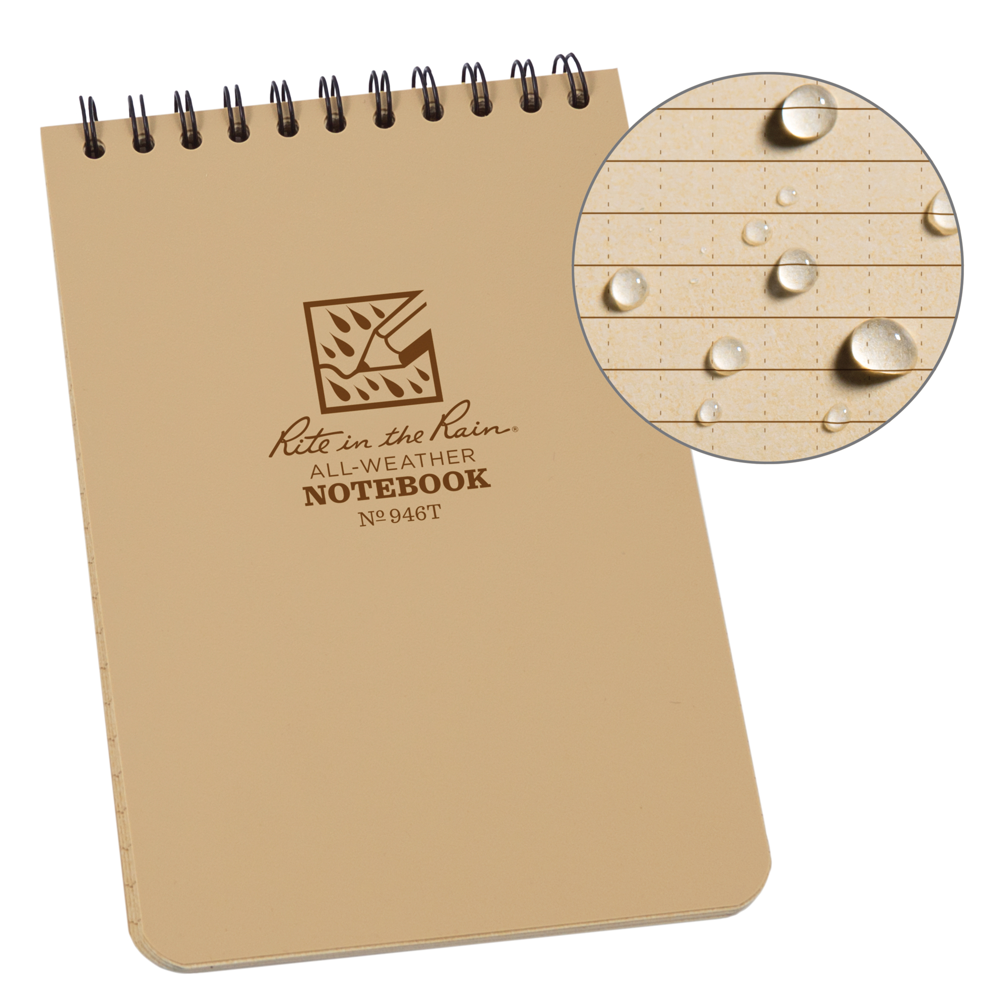 Carnet de notes de poche à spirale, Couverture souple, Havane, 100 Pages, 4" , 6"