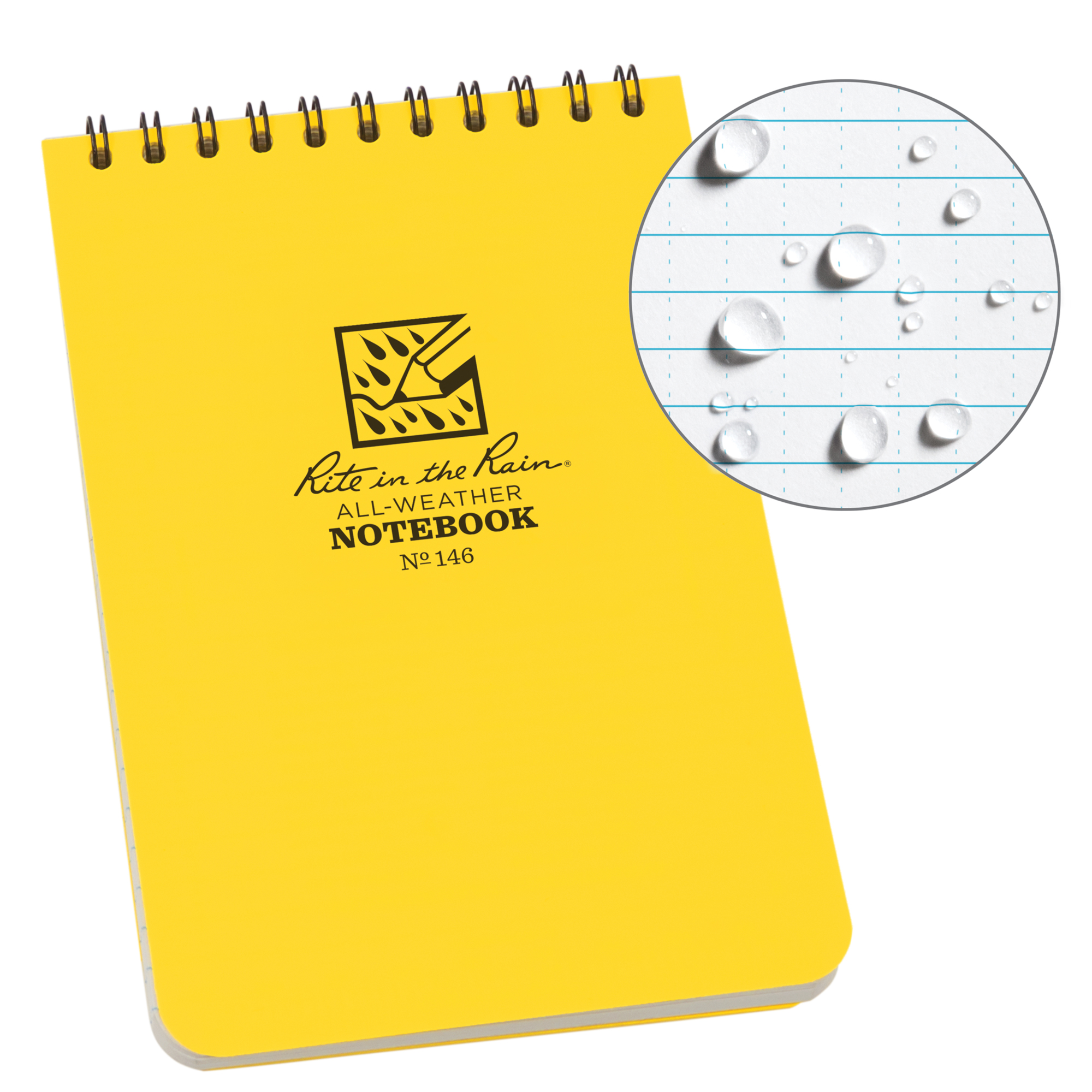 Carnet de notes de poche à spirale, Couverture souple, Jaune, 100 Pages, 4" , 6"