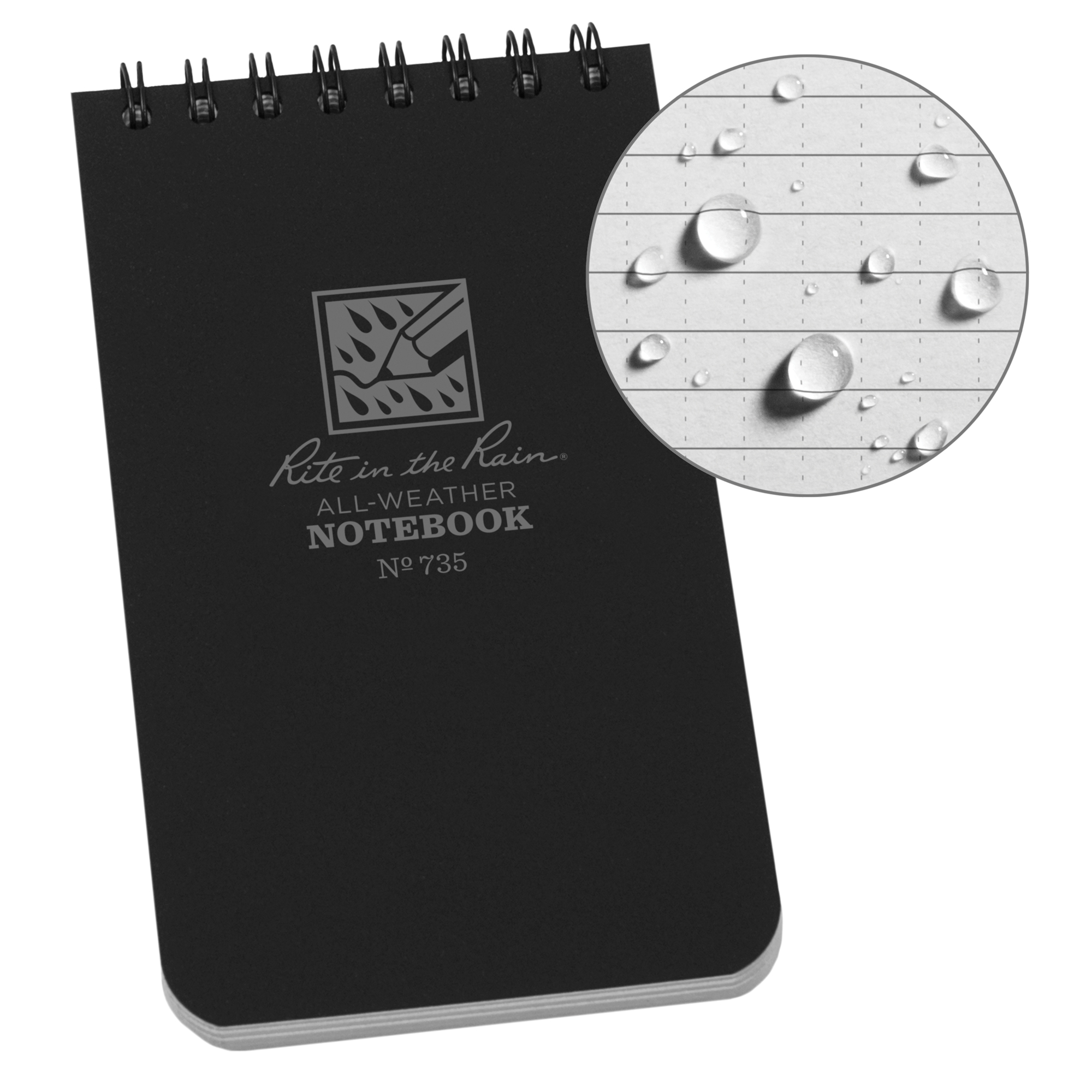 Carnet de notes de poche à spirale, Couverture souple, Noir, 100 Pages, 3" , 5"