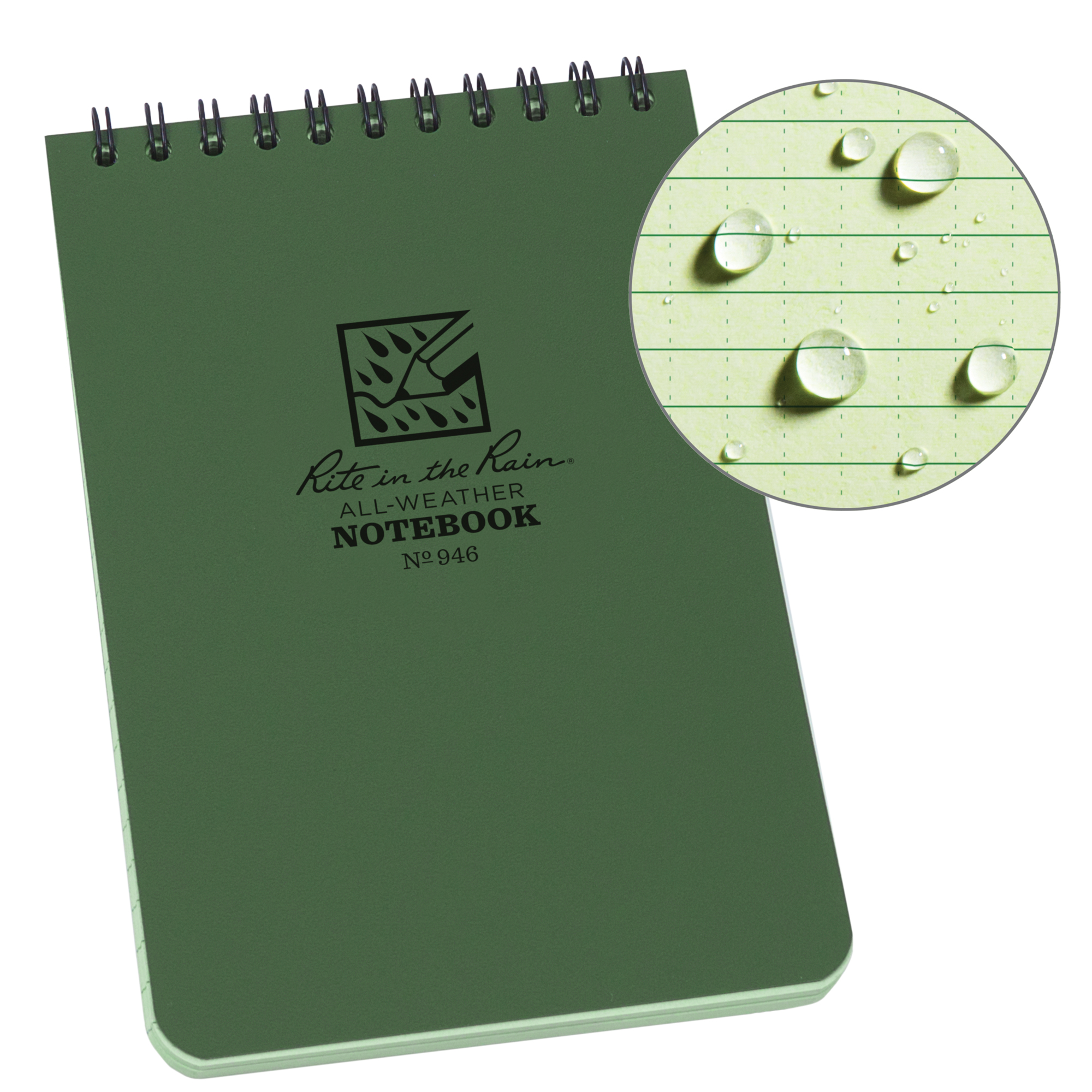 Carnet de notes de poche à spirale, Couverture souple, Vert, 100 Pages, 4" , 6"