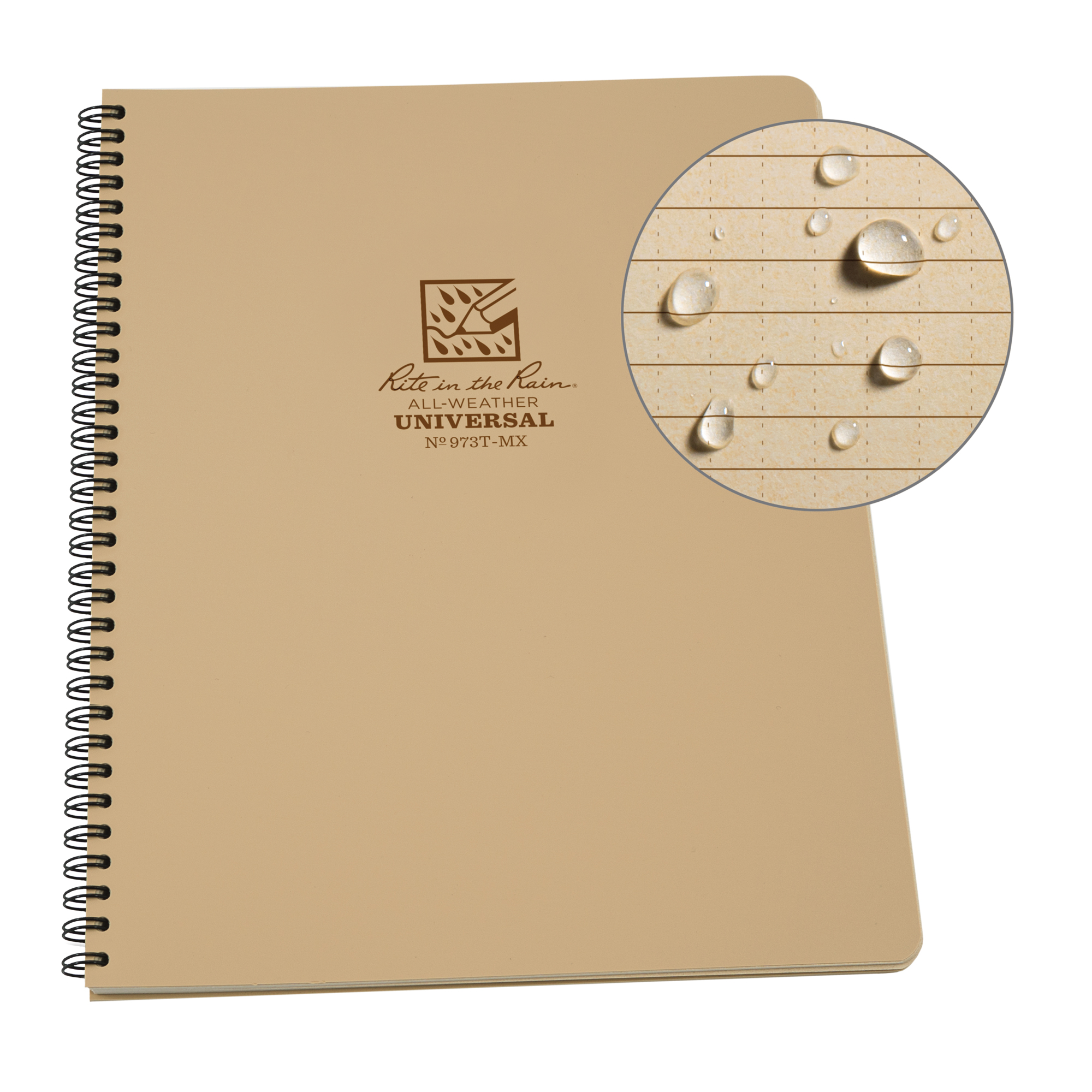 Carnet de notes de poche à spirale latérale, Couverture souple, Havane, 64 Pages, 4-5/8" , 7"