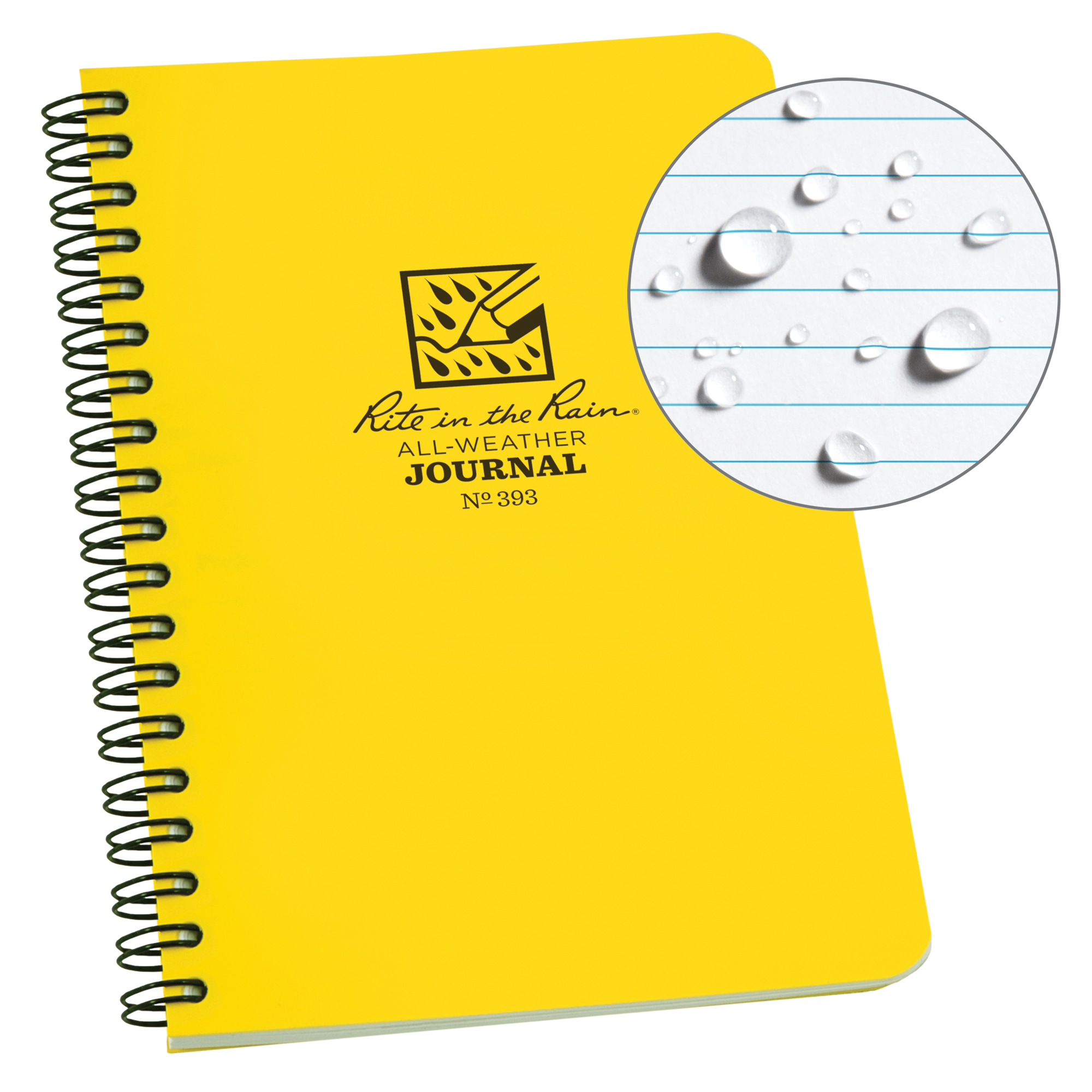 Carnet de notes de poche à spirale latérale, Couverture souple, Jaune, 64 Pages, 4-5/8" , 7"
