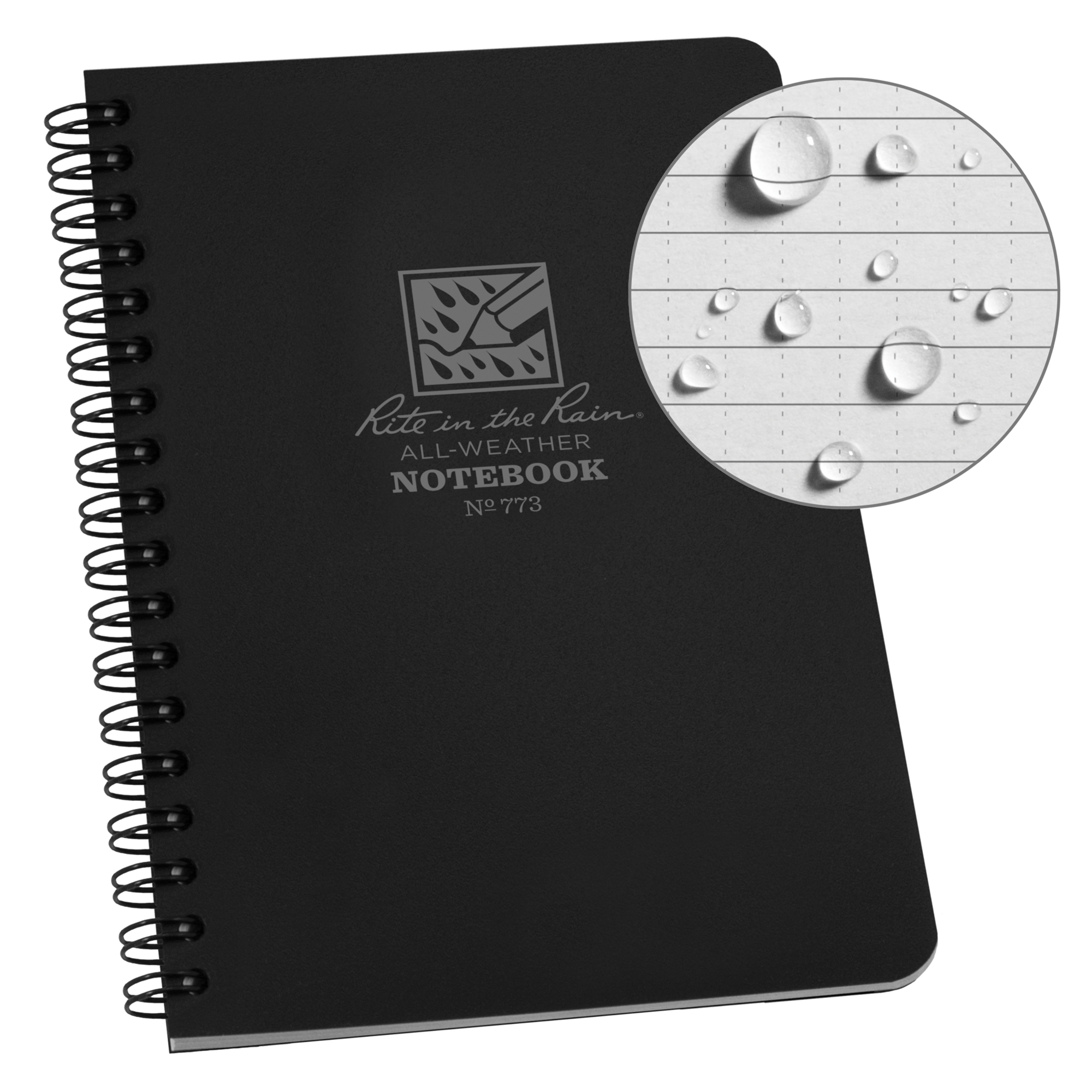 Carnet de notes de poche à spirale latérale, Couverture souple, Noir, 64 Pages, 4-5/8" , 7"