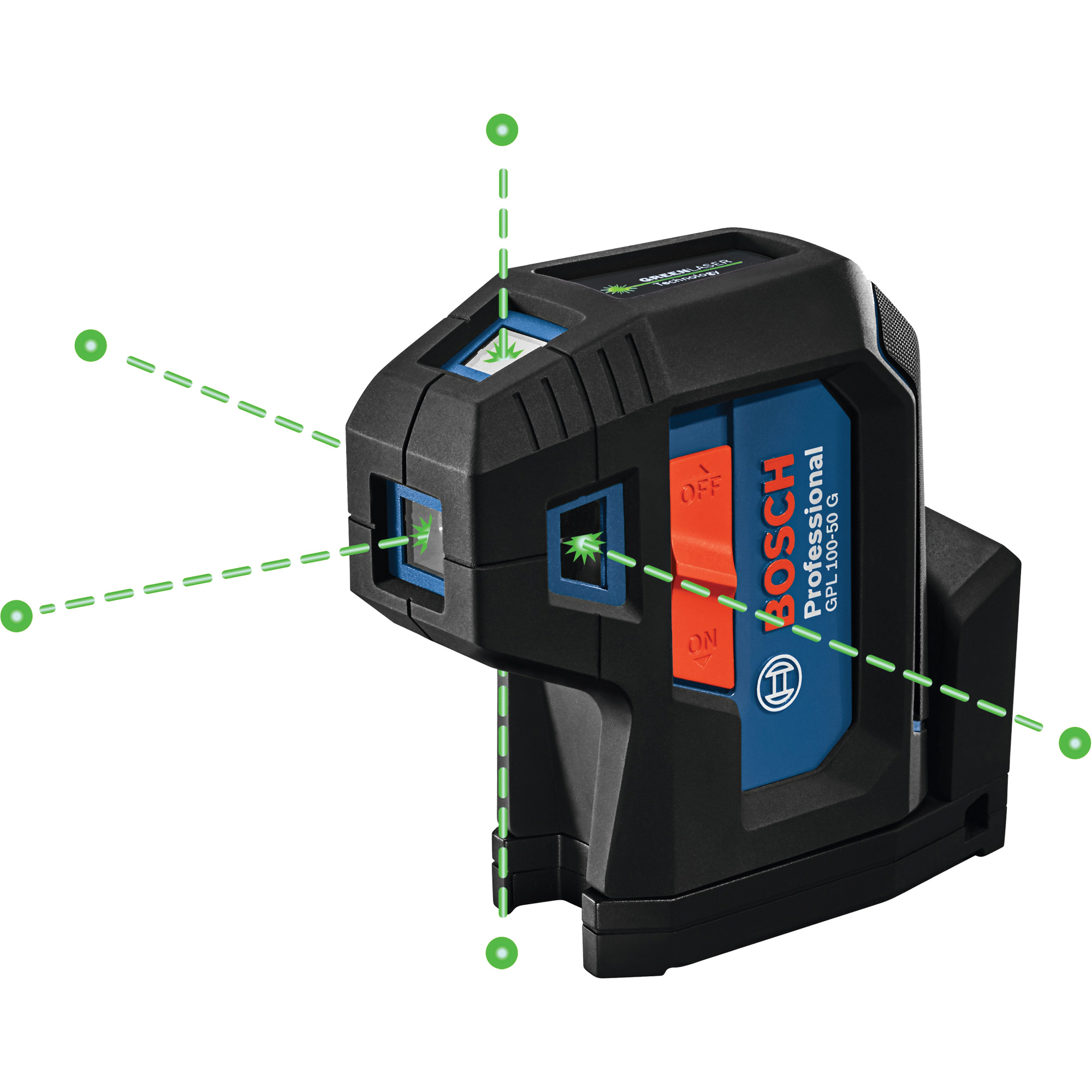 Laser d’alignement autonivelant à faisceau vert à cinq points