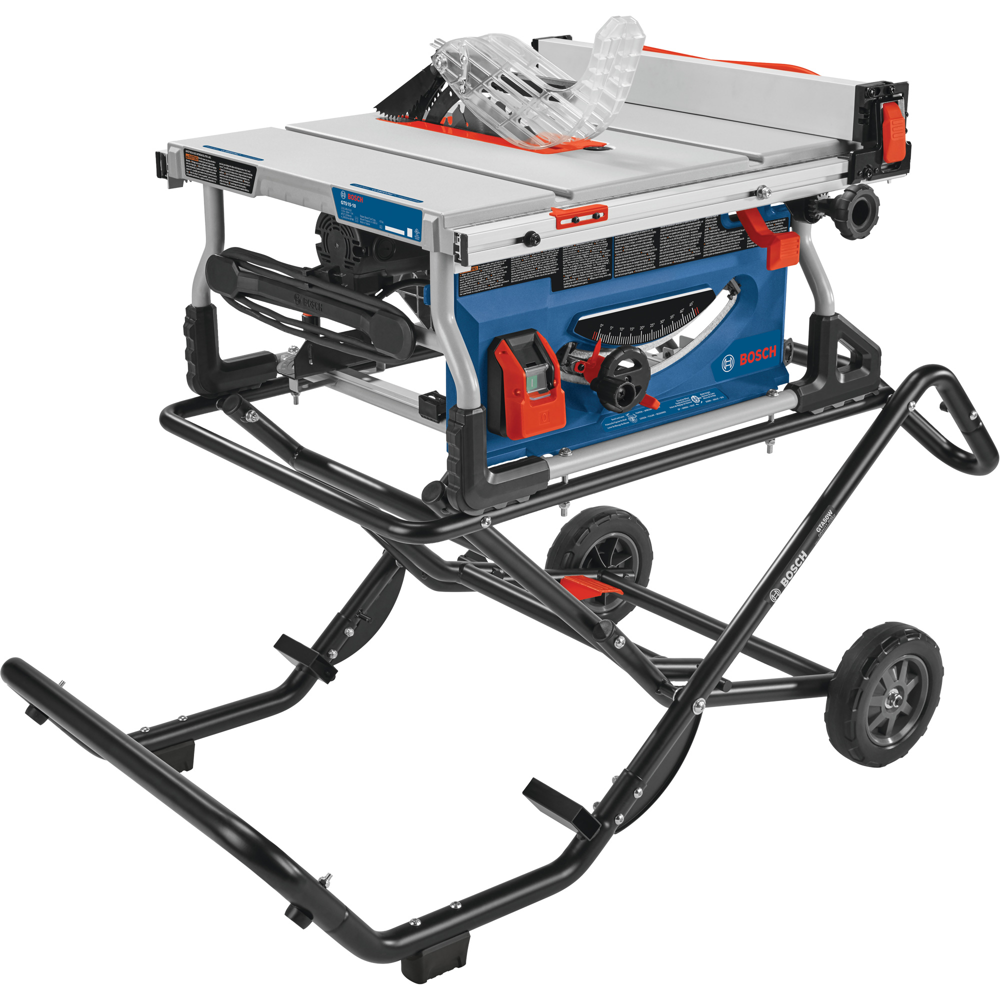 Scie à table de chantier avec support roulant Gravity-Rise, 120 V, 15 A, 3800 tr/min