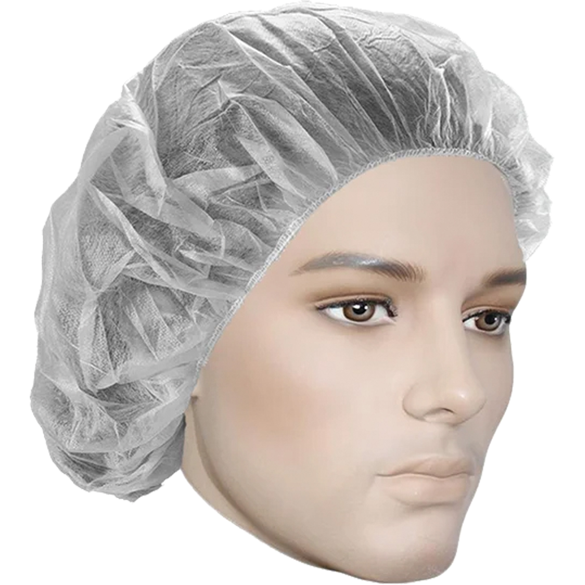 Bonnets bouffants, Polypropylène, 18", Blanc