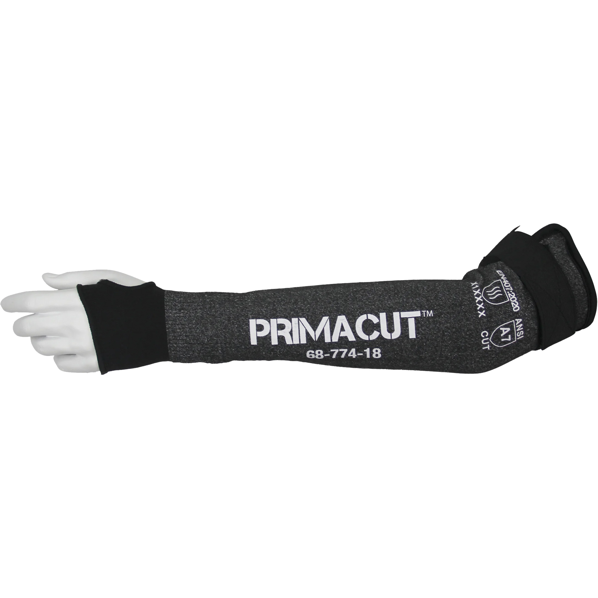 Manchette résistante à la coupe PrimaCutMC 68-774, PEHP, 18", ASTM ANSI niveau A7/EN 388 niveau F, Gris