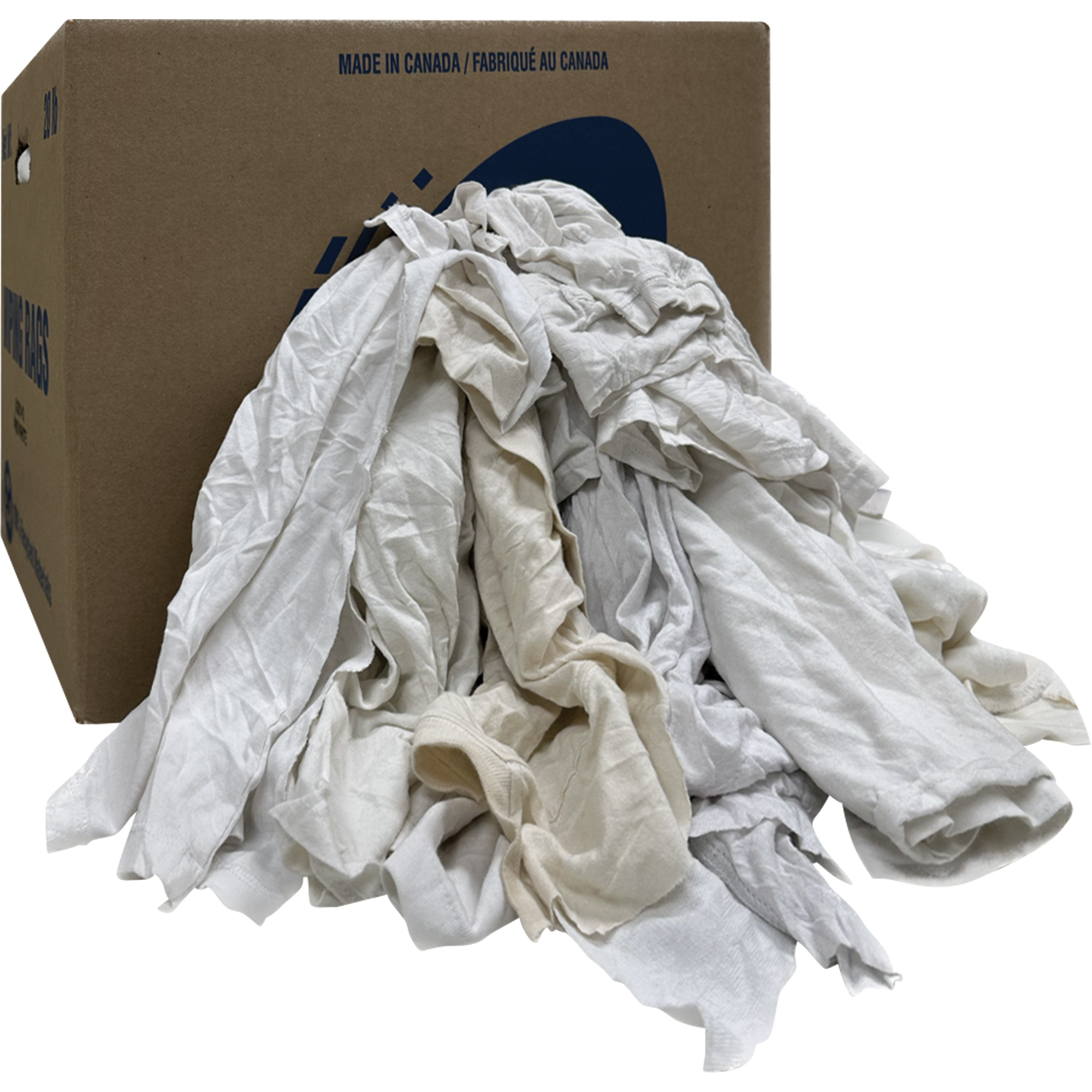 Boîte de chiffons d'essuyage, Ganzie, Blanc, 20 lb