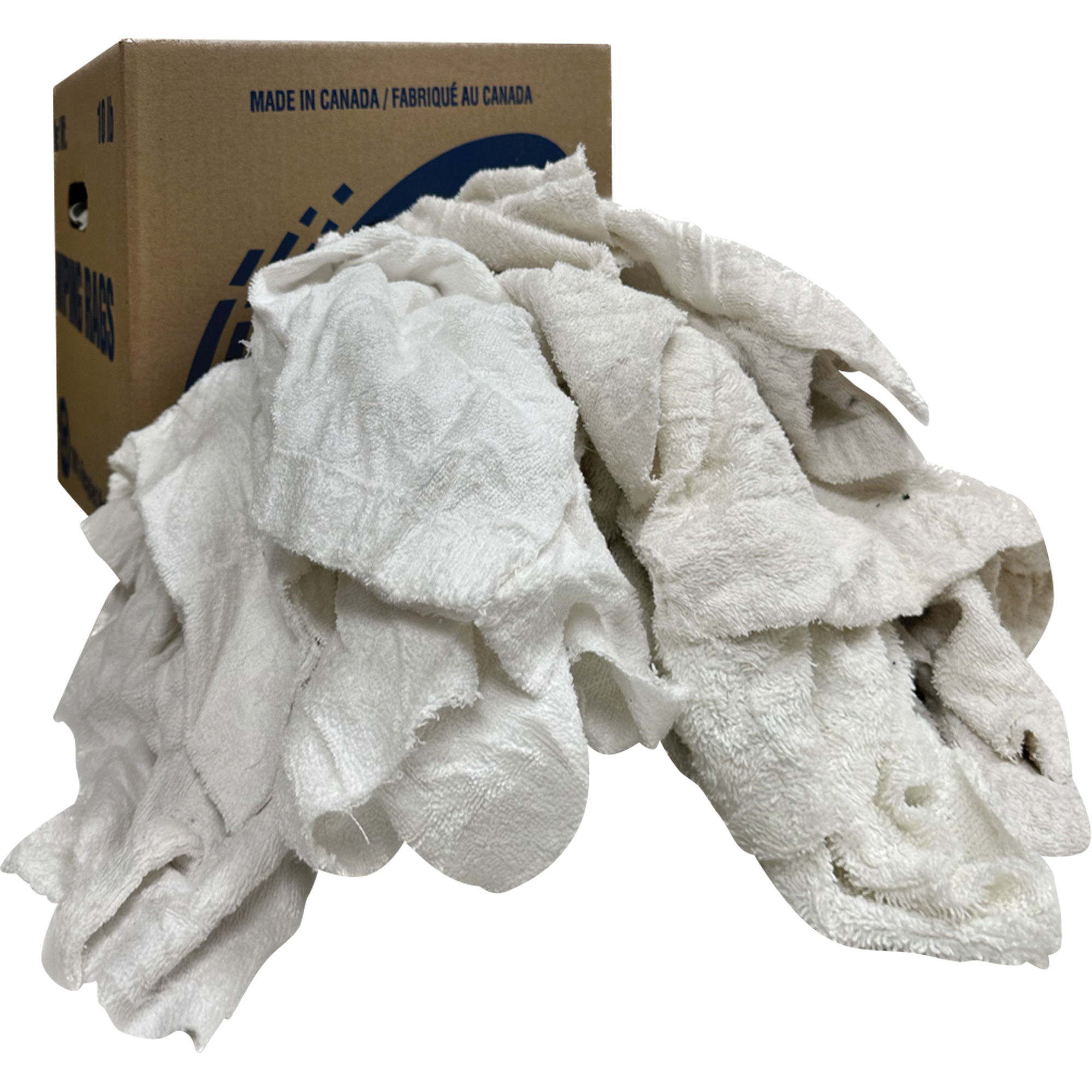 Boîte de chiffons d'essuyage, Tissu éponge, Blanc, 10 lb