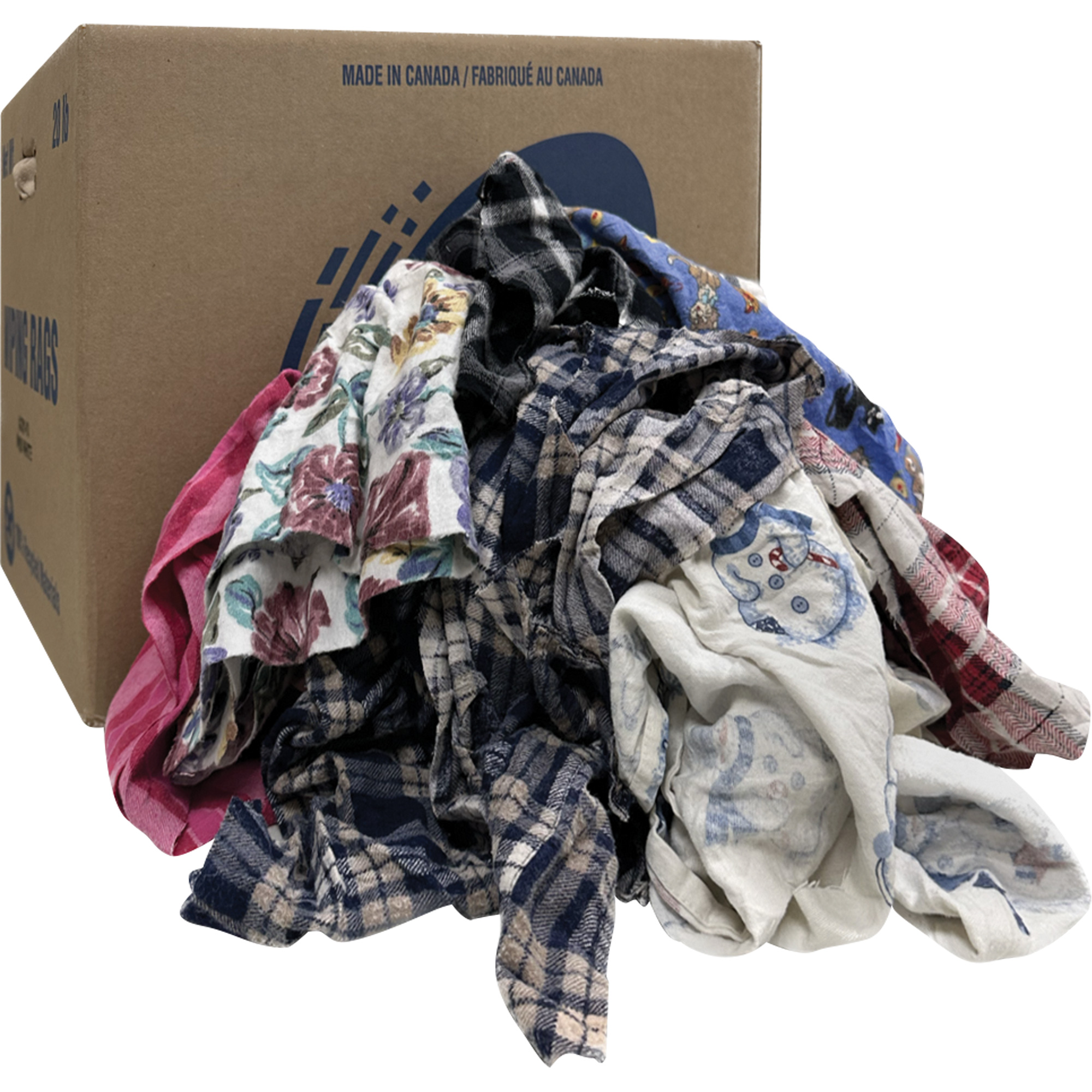 Sélection de chiffons d'essuyage, Flanelle, Mélange de couleurs, 20 lb