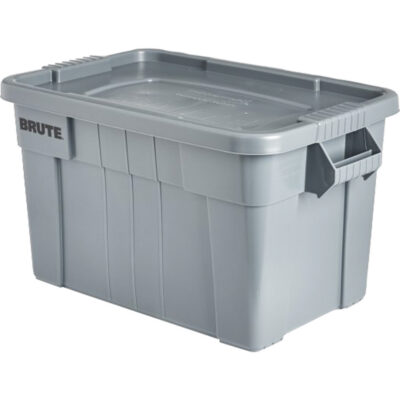 Bac de stockage Brute avec couvercle, 27,88” p x 17,38” la x 15,13” h, Capacité 160 lb, Gris