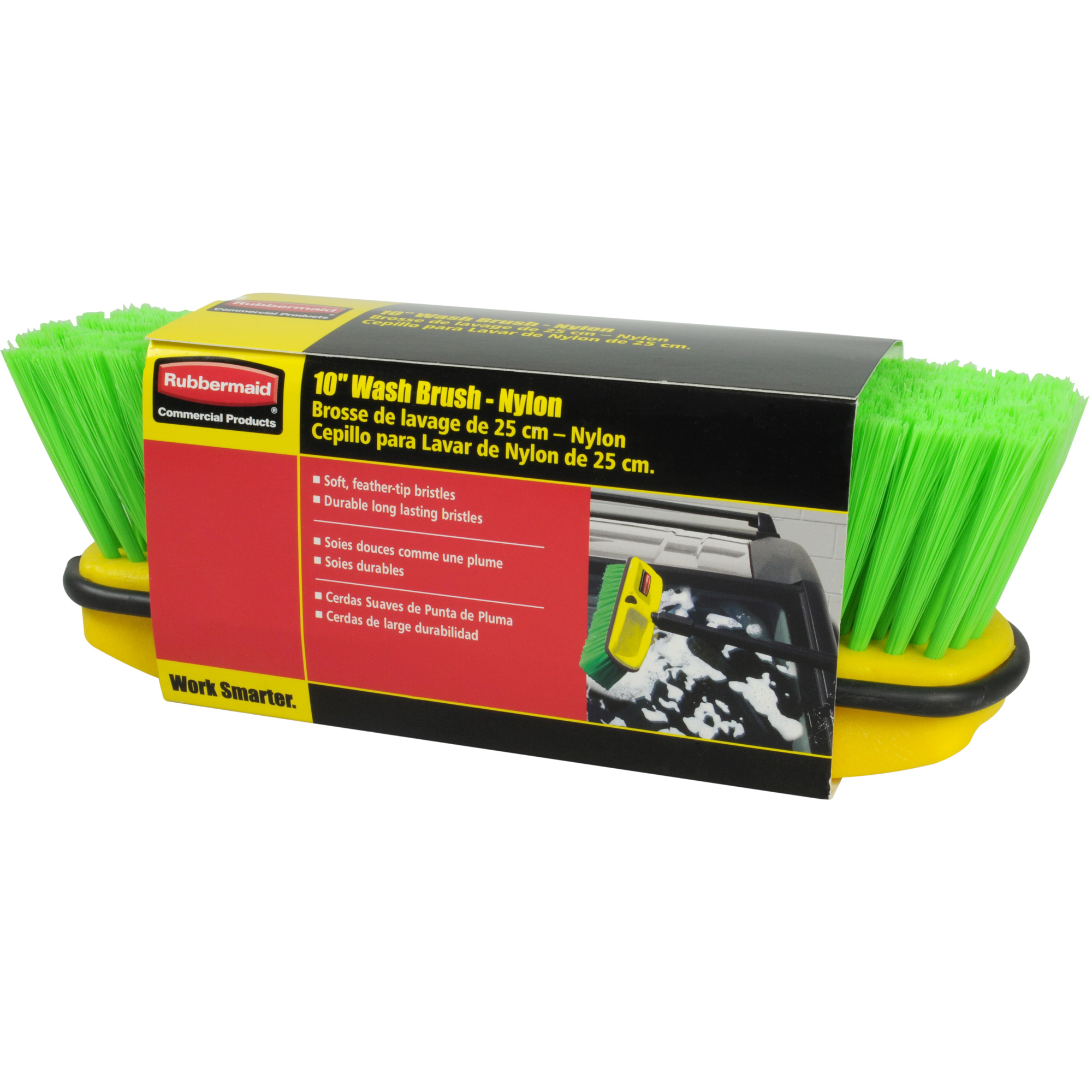 Brosse de nettoyage en plastique, 10" l, Soies Synthétique, Vert