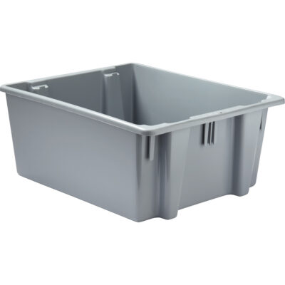 Caisse-palette empilable et emboîtable, 10" x 19,5" x 23,5", Gris